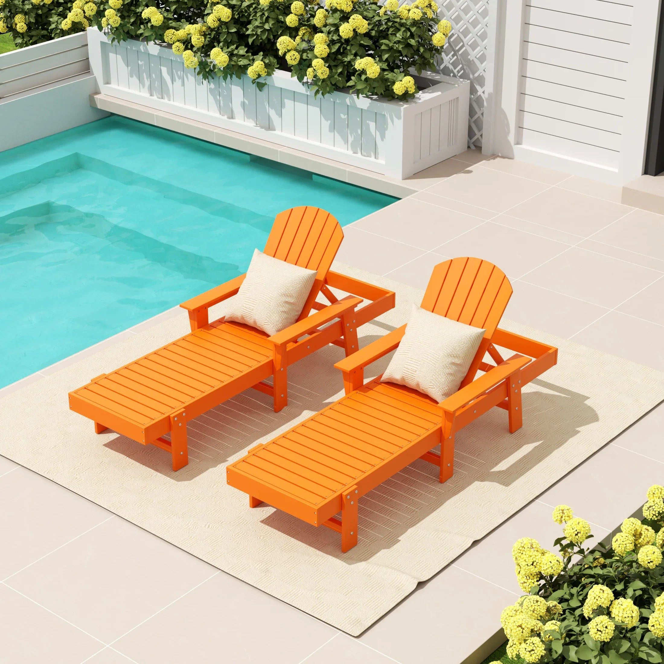 Portside 2 Piece Adirondack Poly Reclining Chaise Lounge With Arms