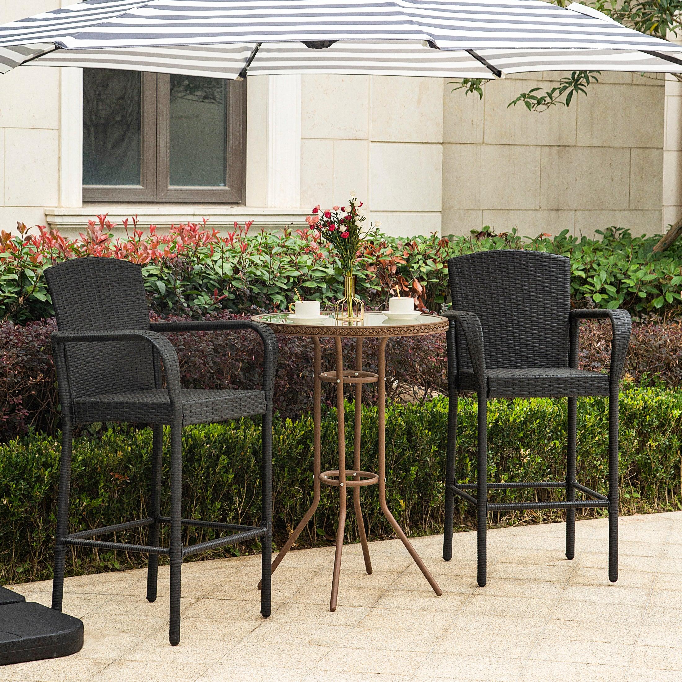 Estela 2 piece set of 47" height all weather outdoor wicker rattan Bar stools