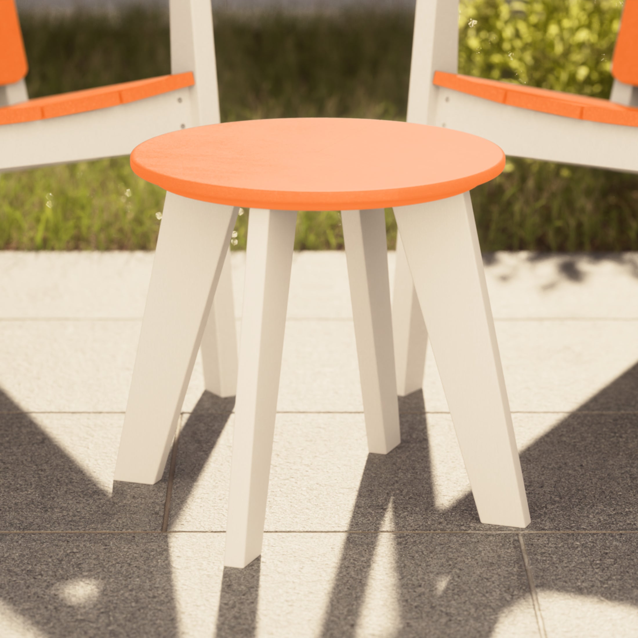 Seaside HDPE Plastic Outdoor Round Adirondack Patio Side Table