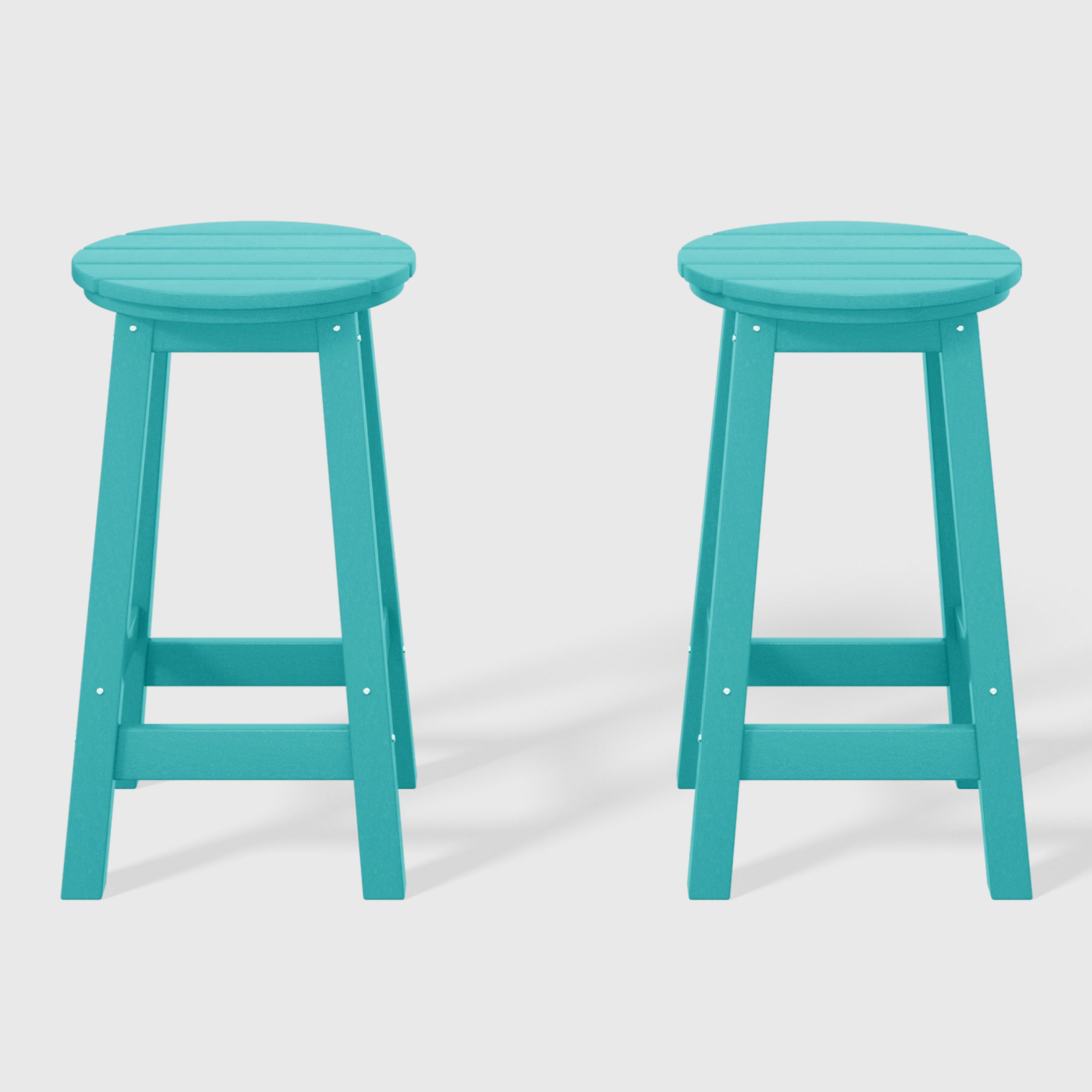 Paradise 24" HDPE Outdoor Patio Round Counter Height Bar Stool Set of 2