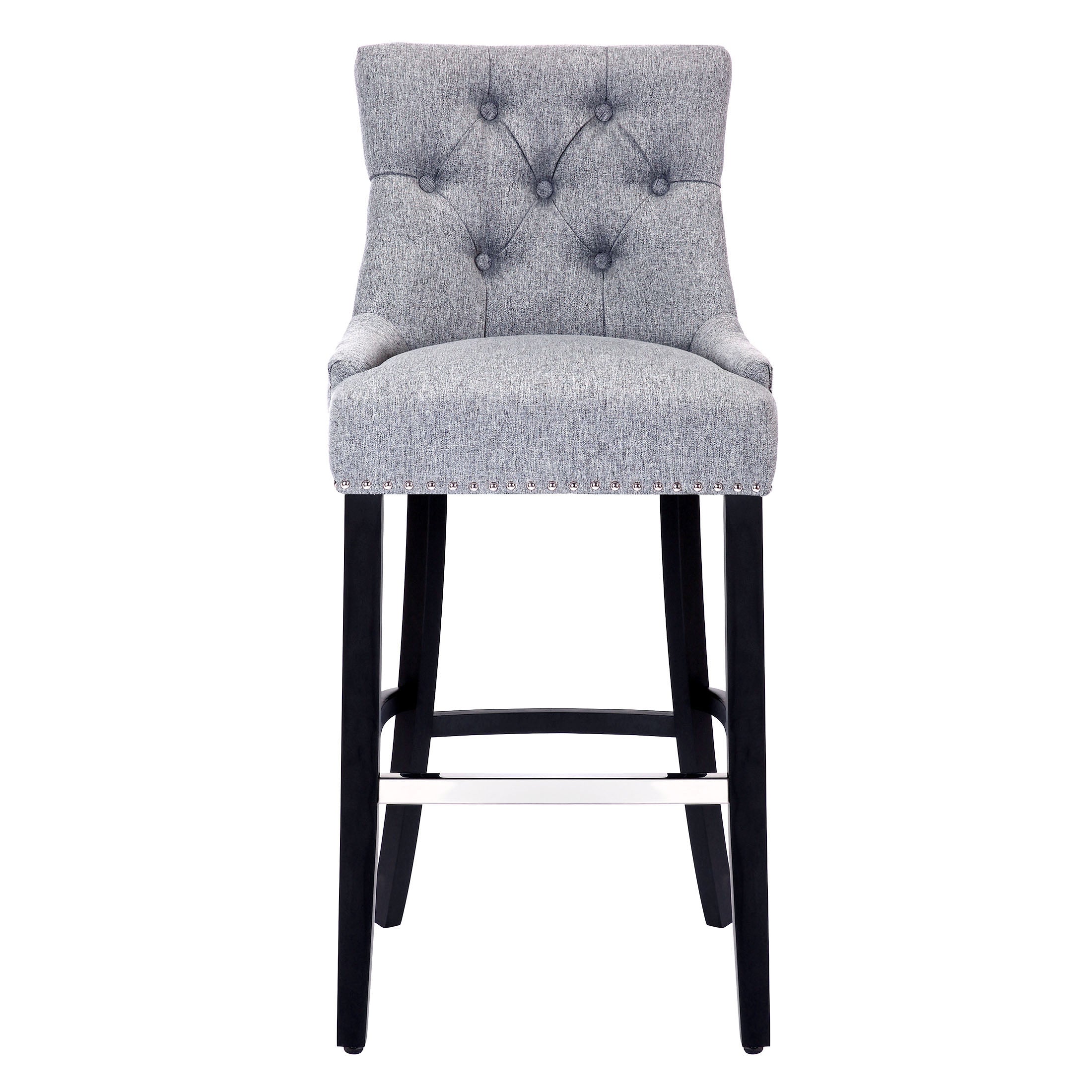 Bellmount 29" Upholstered Wood Bar Stool with Tufted Back
