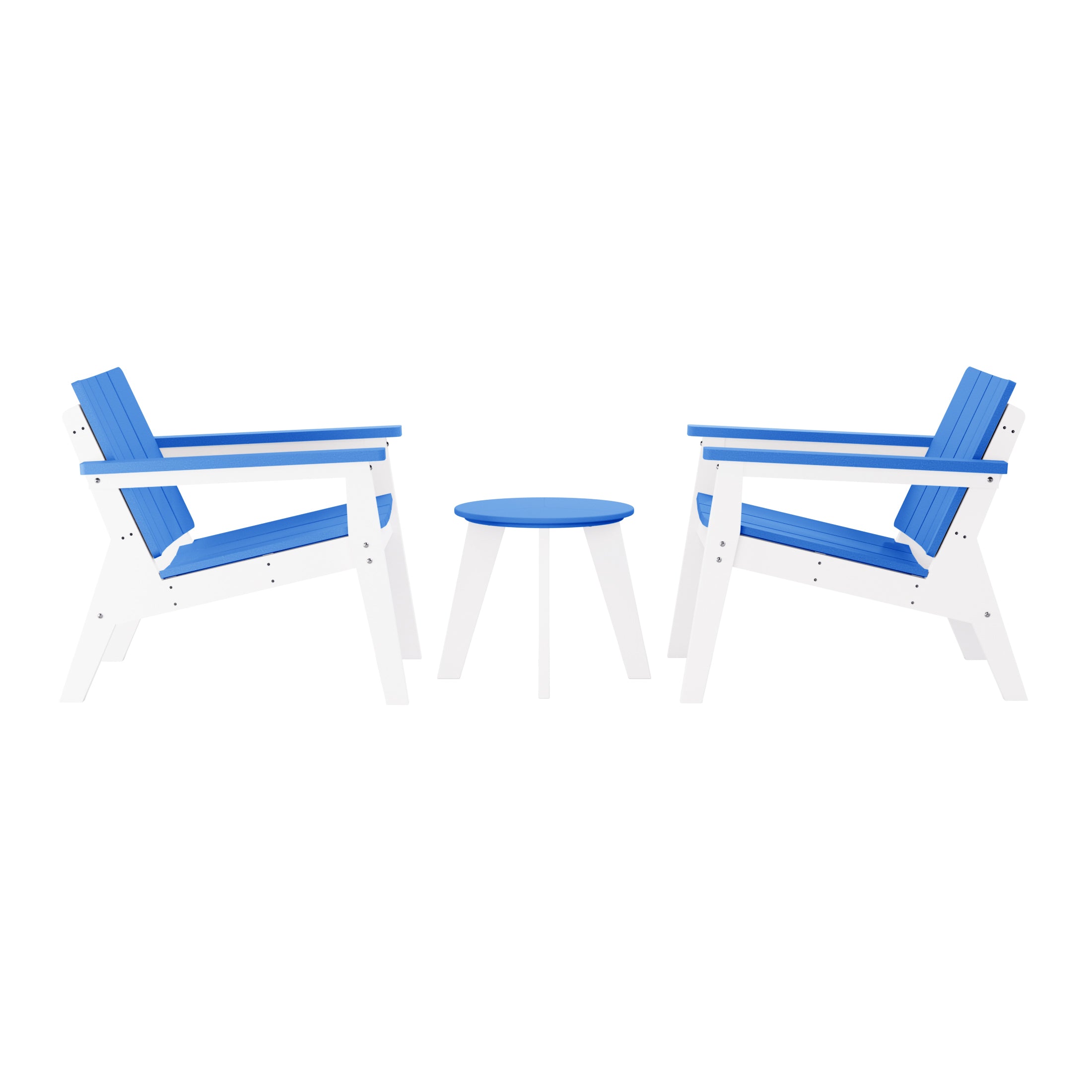 Seaside 3-Piece Outdoor HDPE Conversation Set with Deep Seating Chairs and Round Side Table