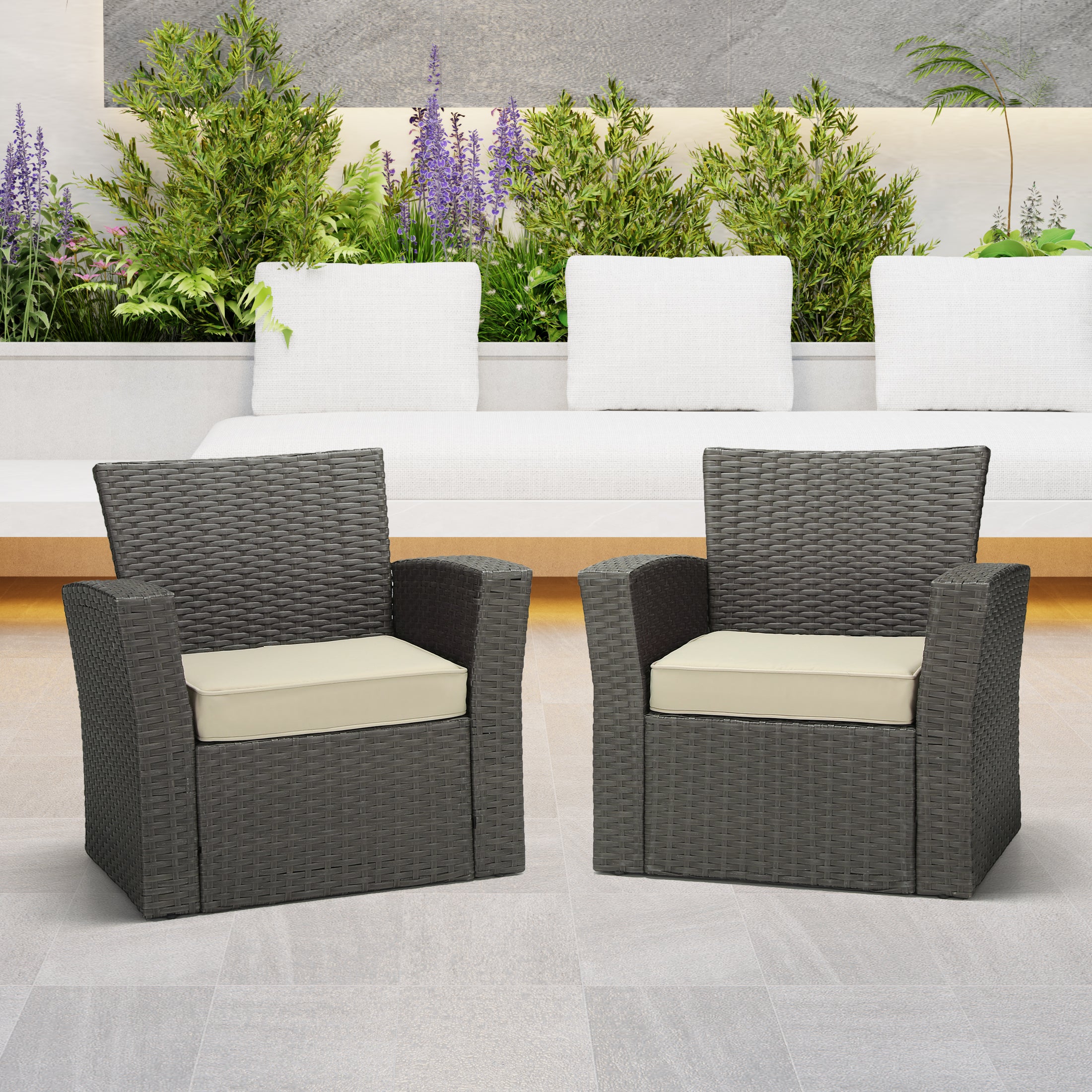 Harmony Outdoor Patio Furniture Seat Chair Square Cushions with Piping. Set of 2, 20" x 19"