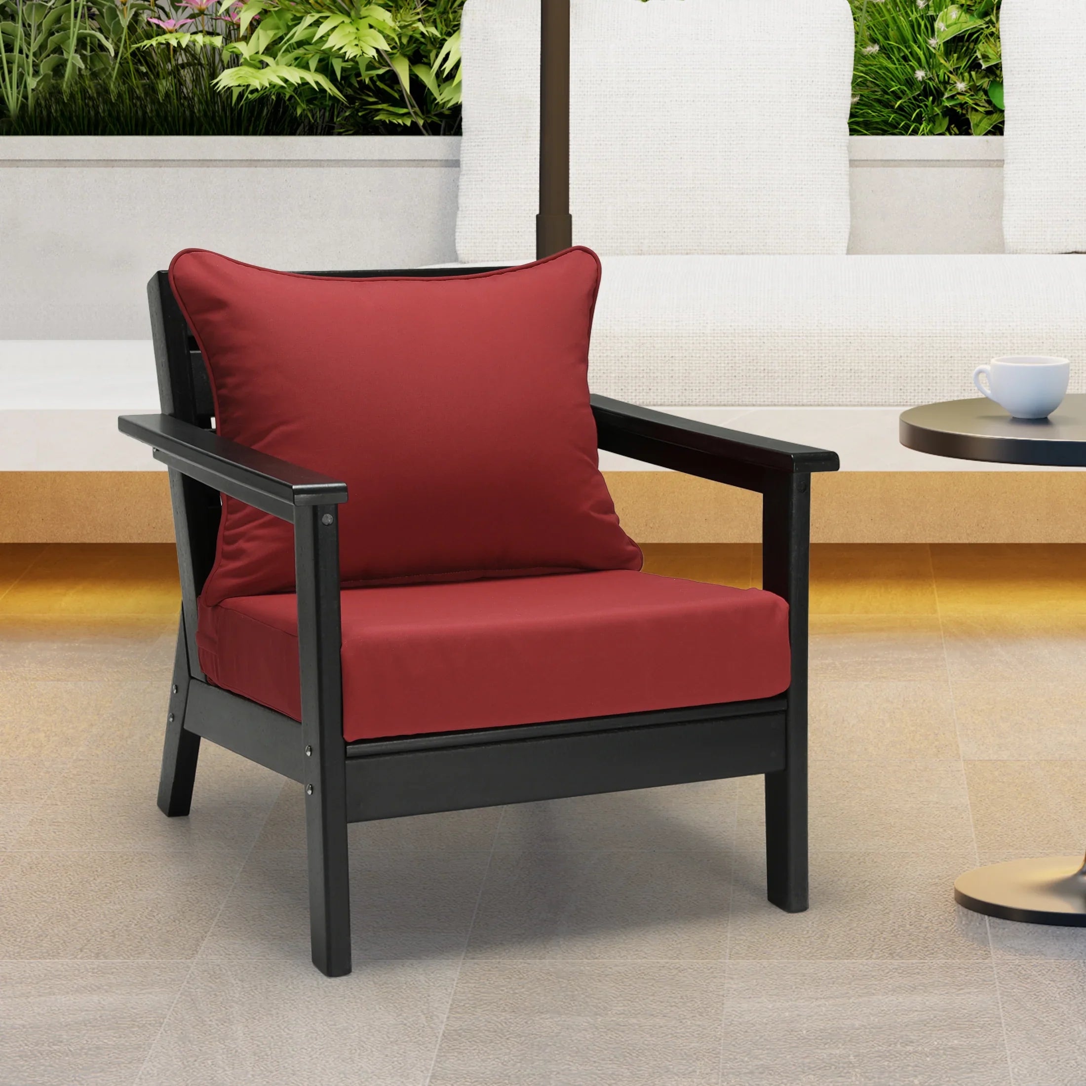 Harmony Water Repellent Outdoor 2-Piece Deep Set Patio Seat Back Chair Cushions, 25" x 25"