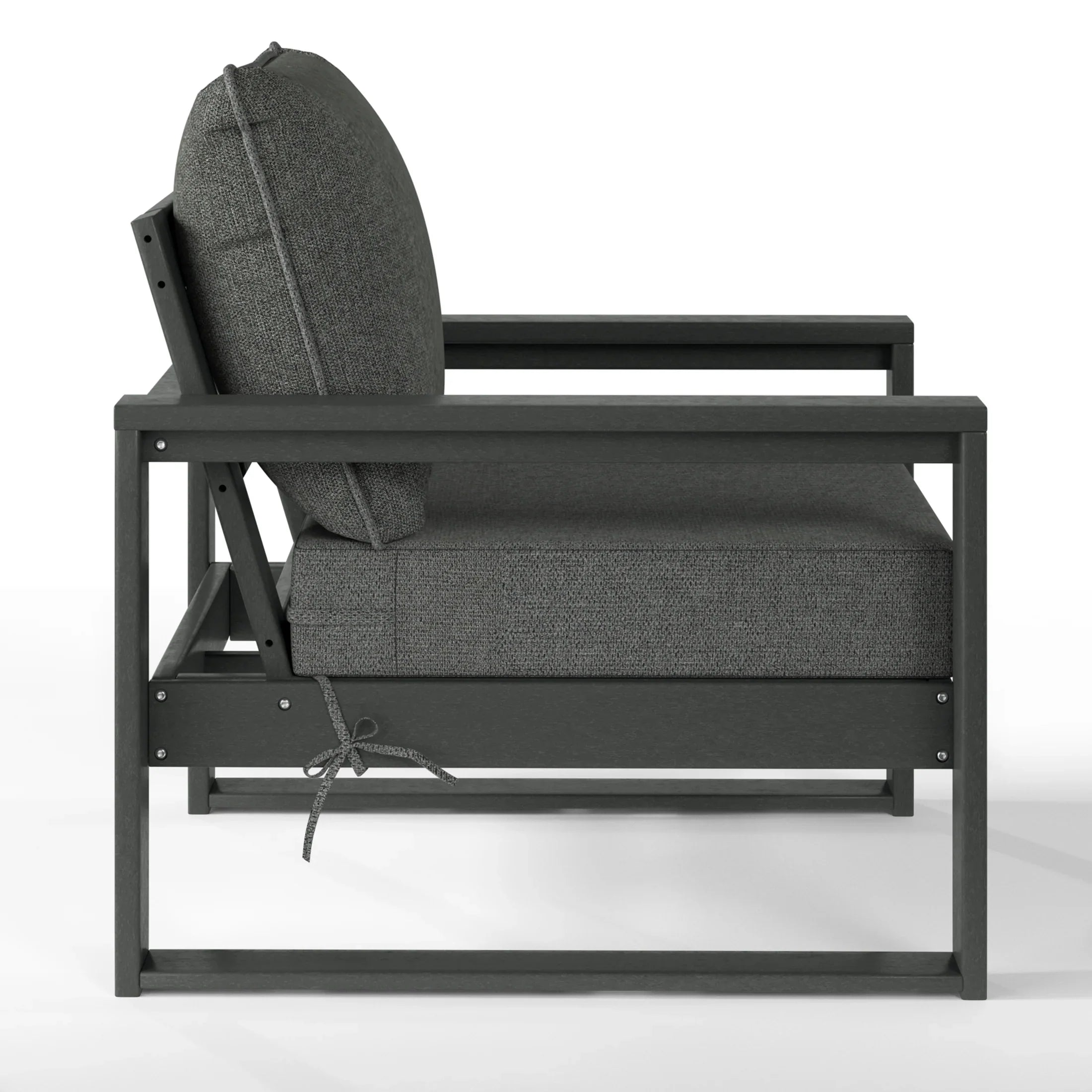 Rockaway Outdoor Modern 3-Piece HDPE Patio Sofa Set with Side Table