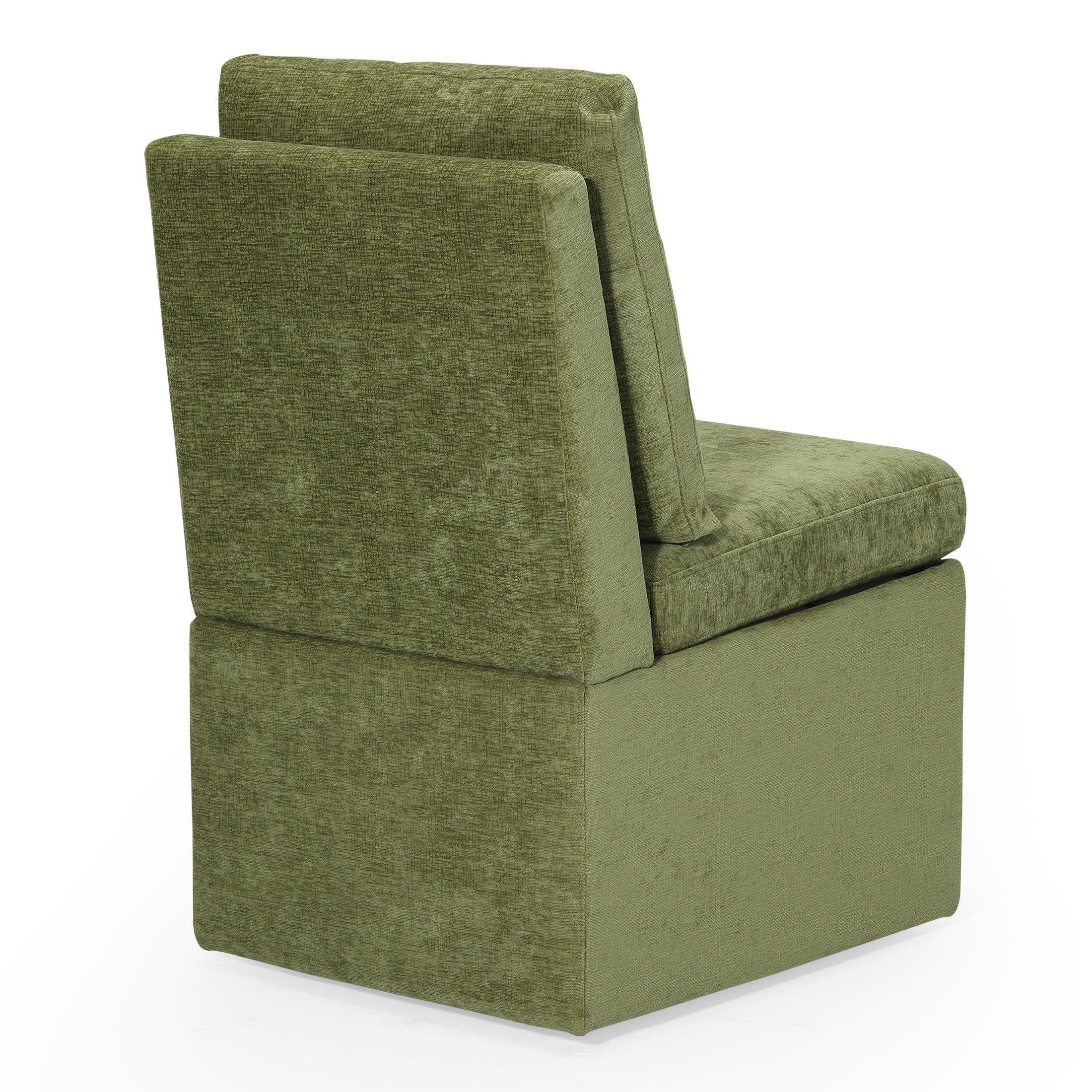 Danburry Modern Upholstered Chenille Armless Dining Chairs With Casters (Set of 4)