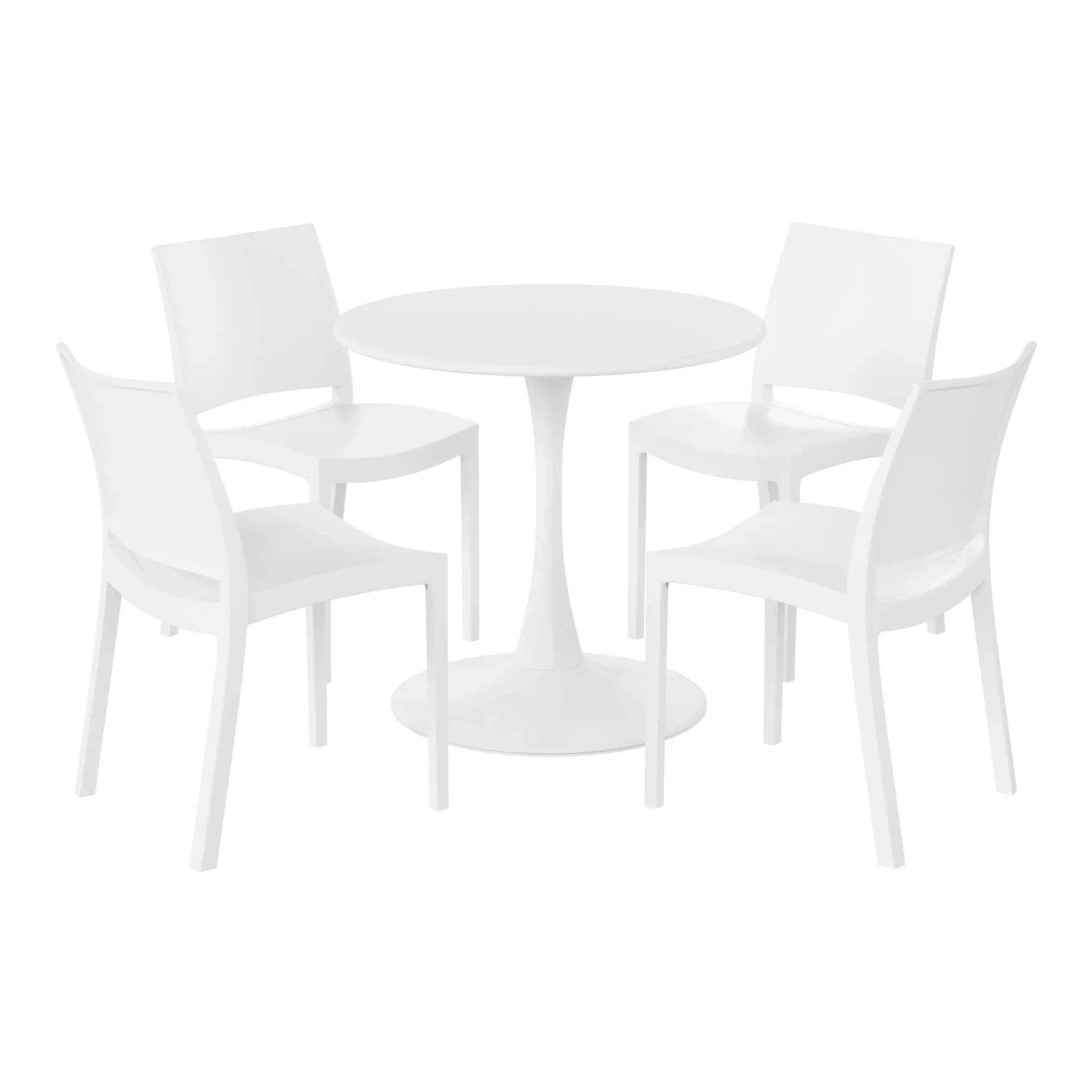 Sunshine 5-Piece Indoor Outdoor Round Metal Patio Dining Table Set With Stackable Patio Dining Side Chairs