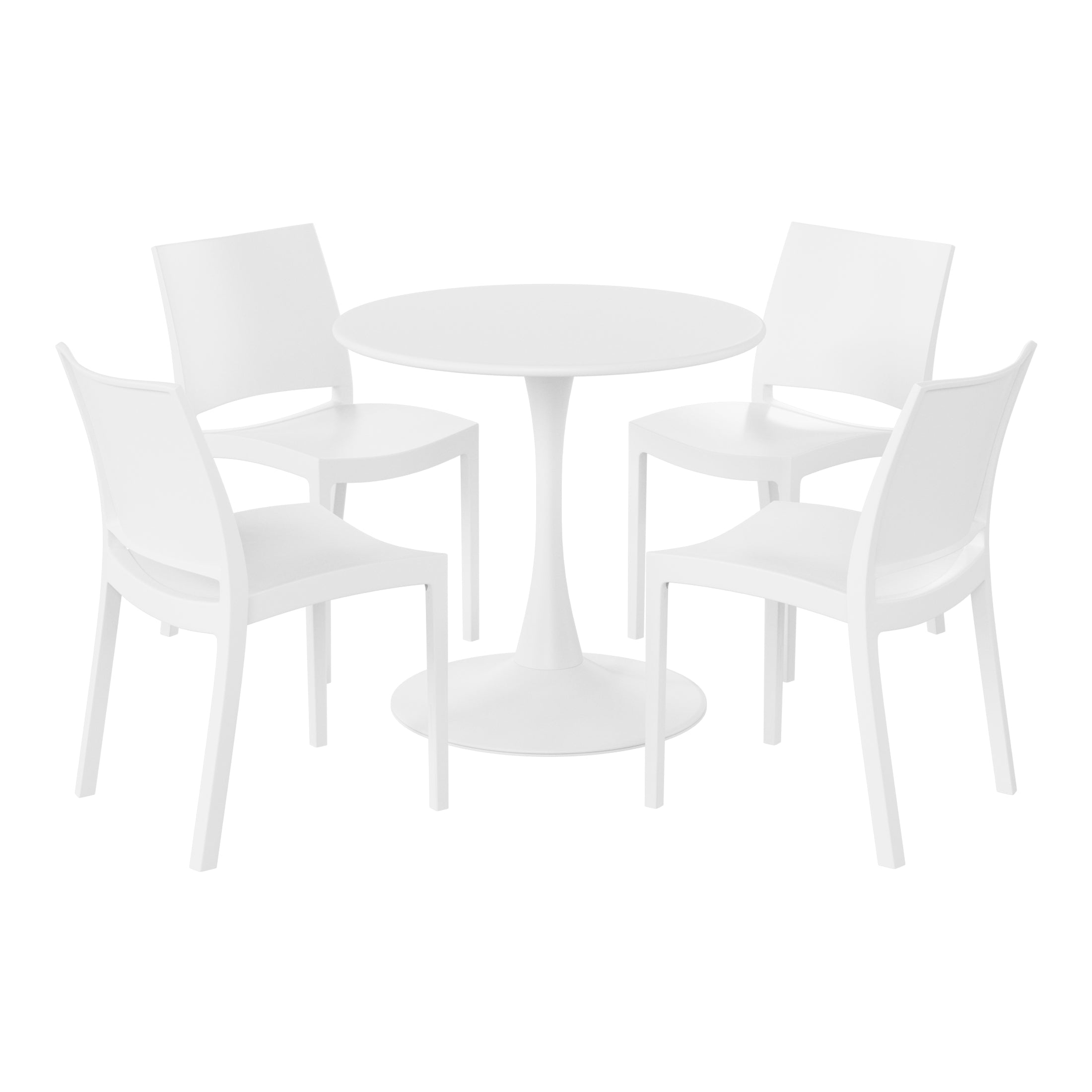 Sunshine 5-Piece Indoor Outdoor Round Metal Patio Dining Table Set With Stackable Patio Dining Side Chairs