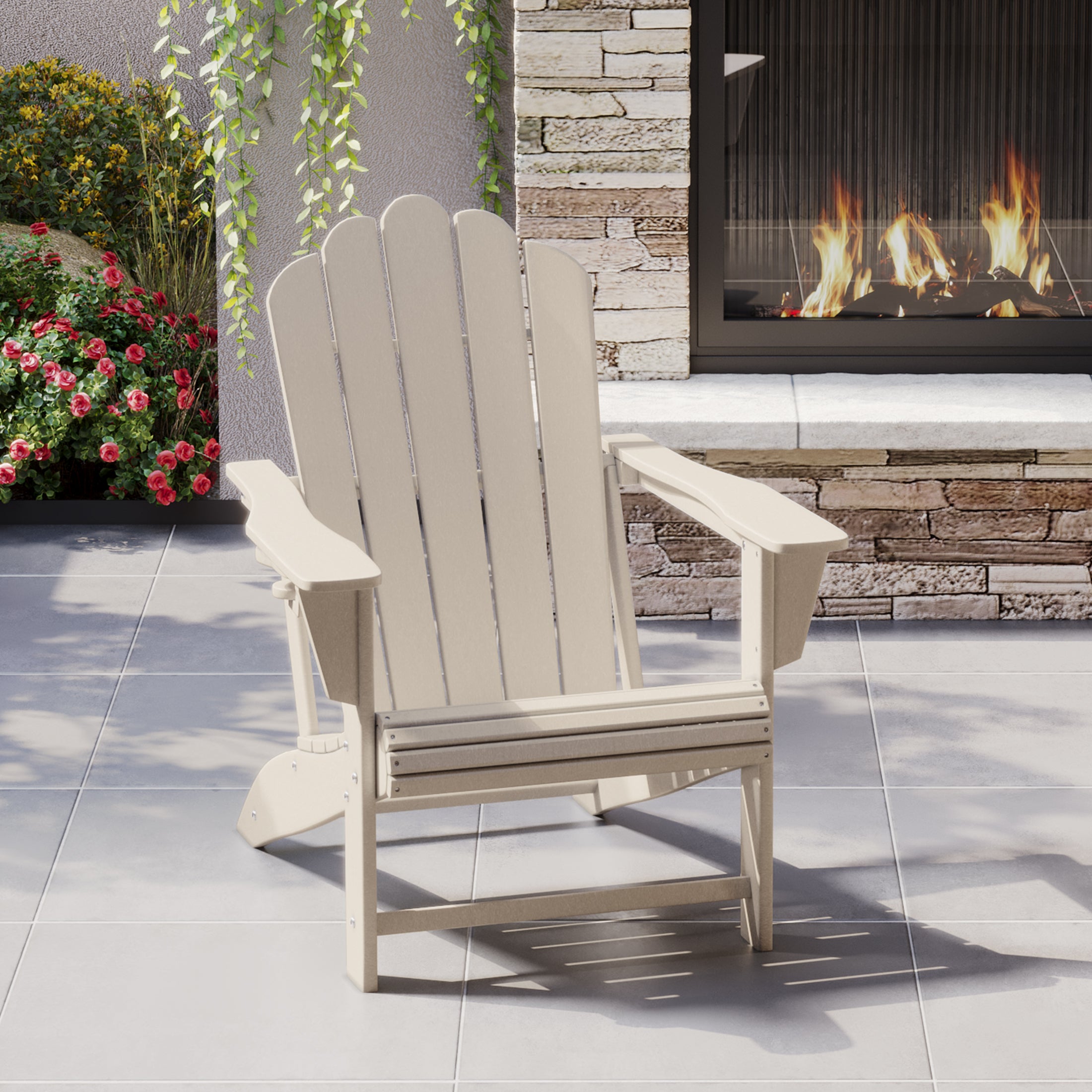 Lakeview Outdoor Patio HDPE Adirondack Chair With Cup Holder