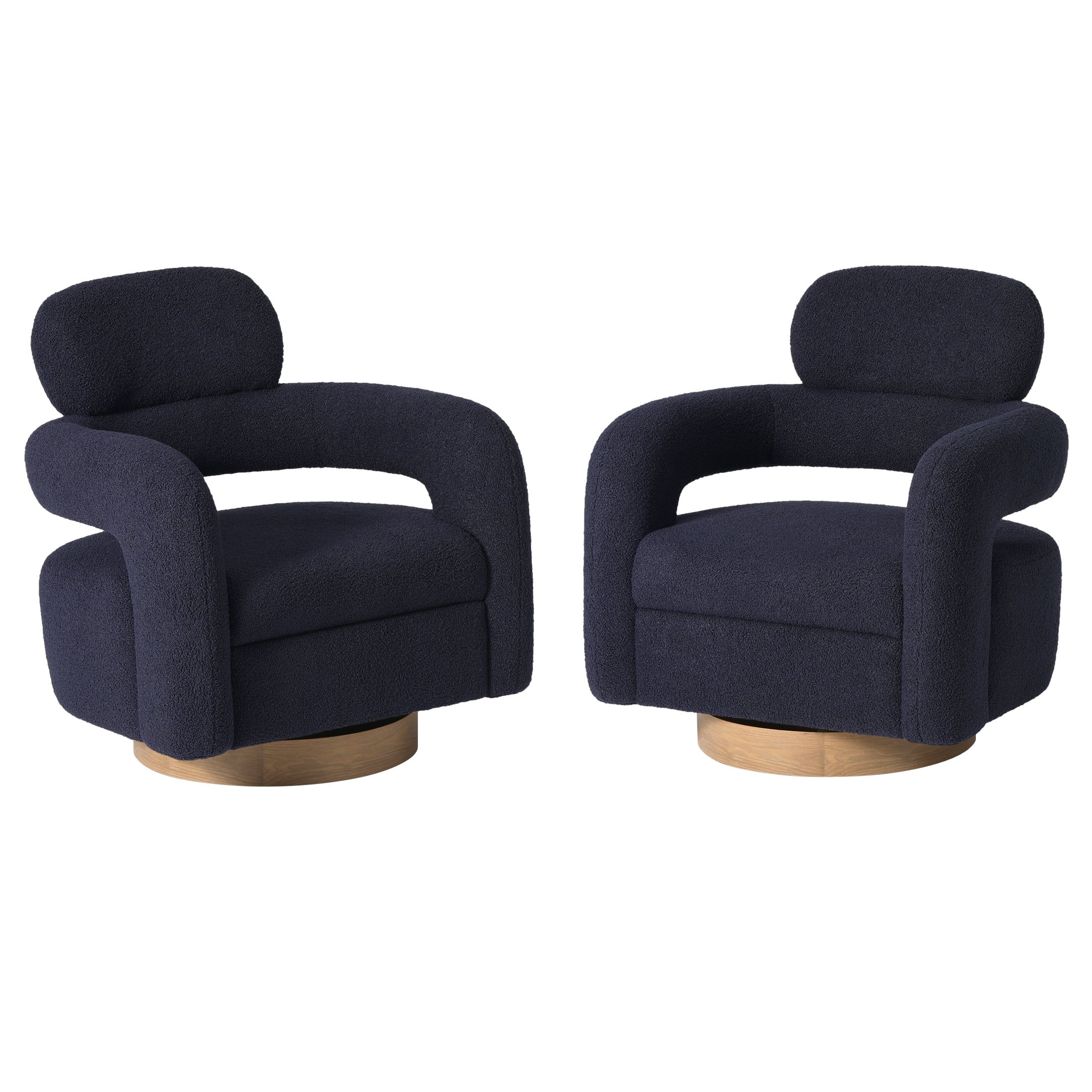Celine Mid-Century Modern Sherpa Swivel Barrel Accent Chair (Set of 2)