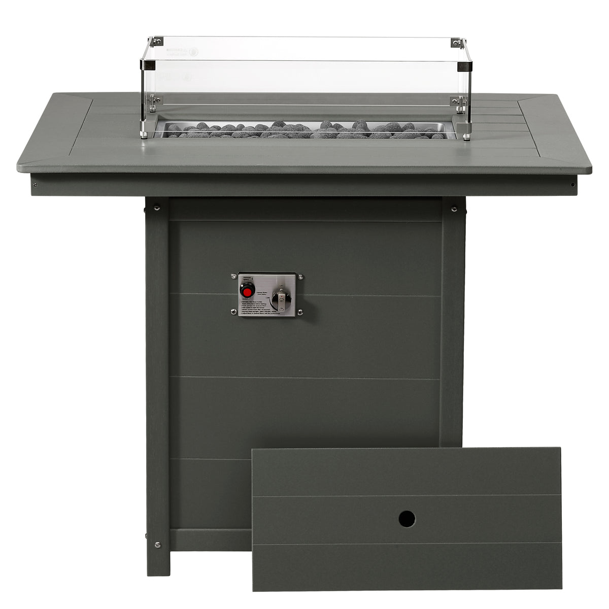 Sol 46" Modern Outdoor Patio Gas Propane Rectangle Fire Pit Table