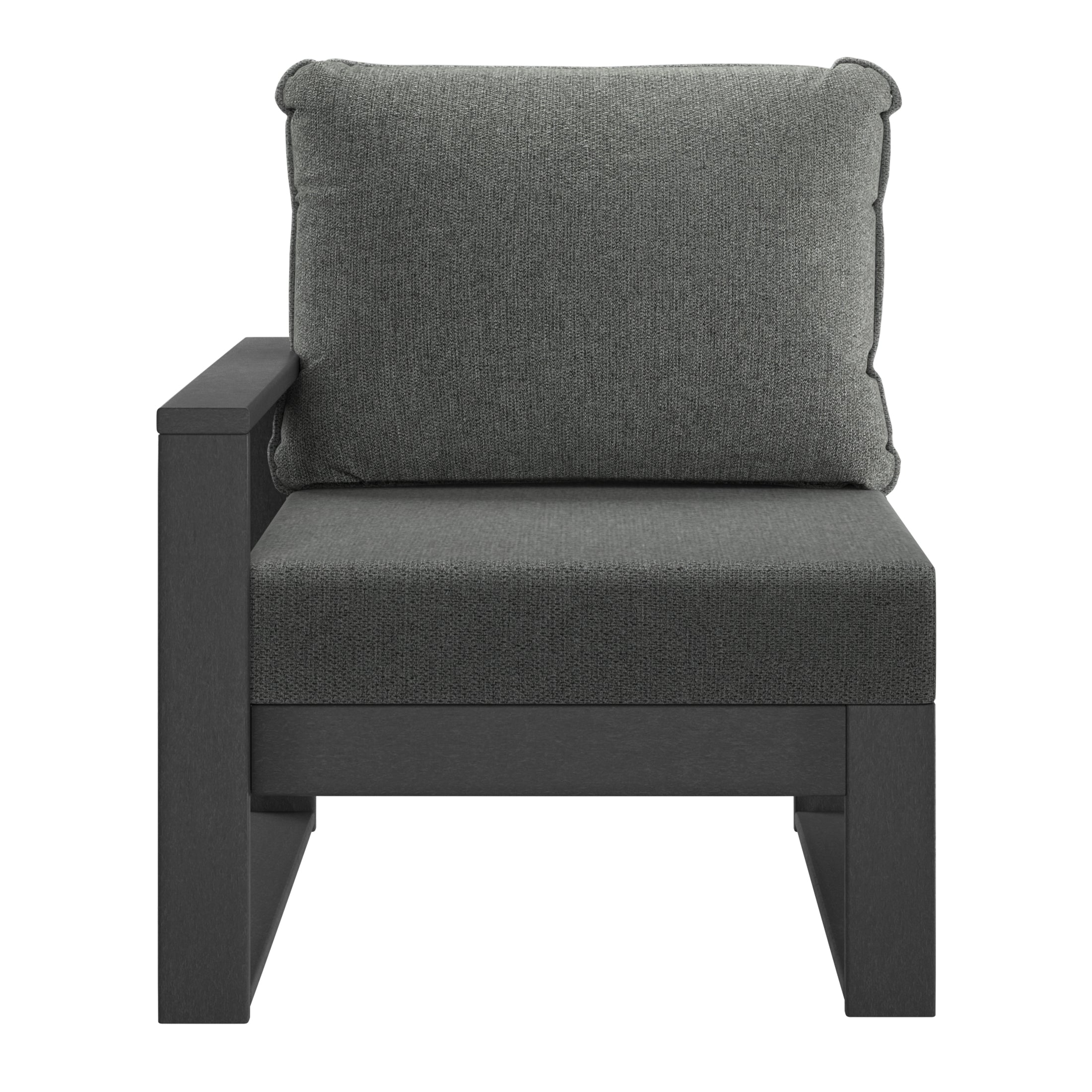 Rockaway Outdoor HDPE Left Arm Sectional Patio Corner Club Chair with Patio Cushions