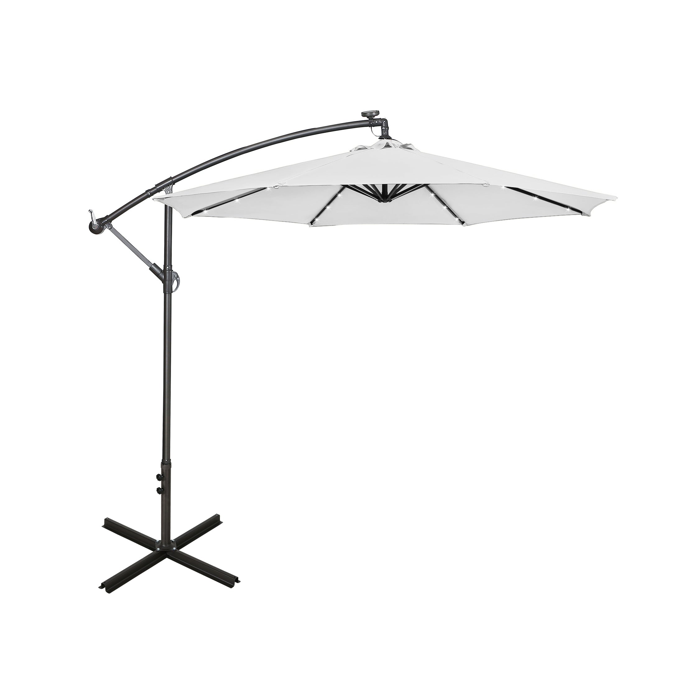 Westlake 10 ft. Outdoor / Paito Cantilever Hanging Umbrella with Solar Power LED lights