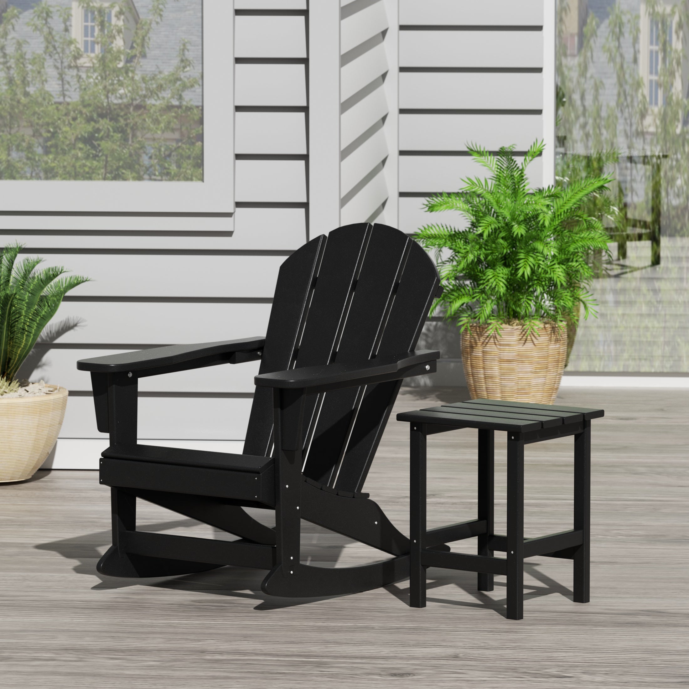 Paradise Outdoor Patio Rocking Adirondack Chairs with Side Table Set