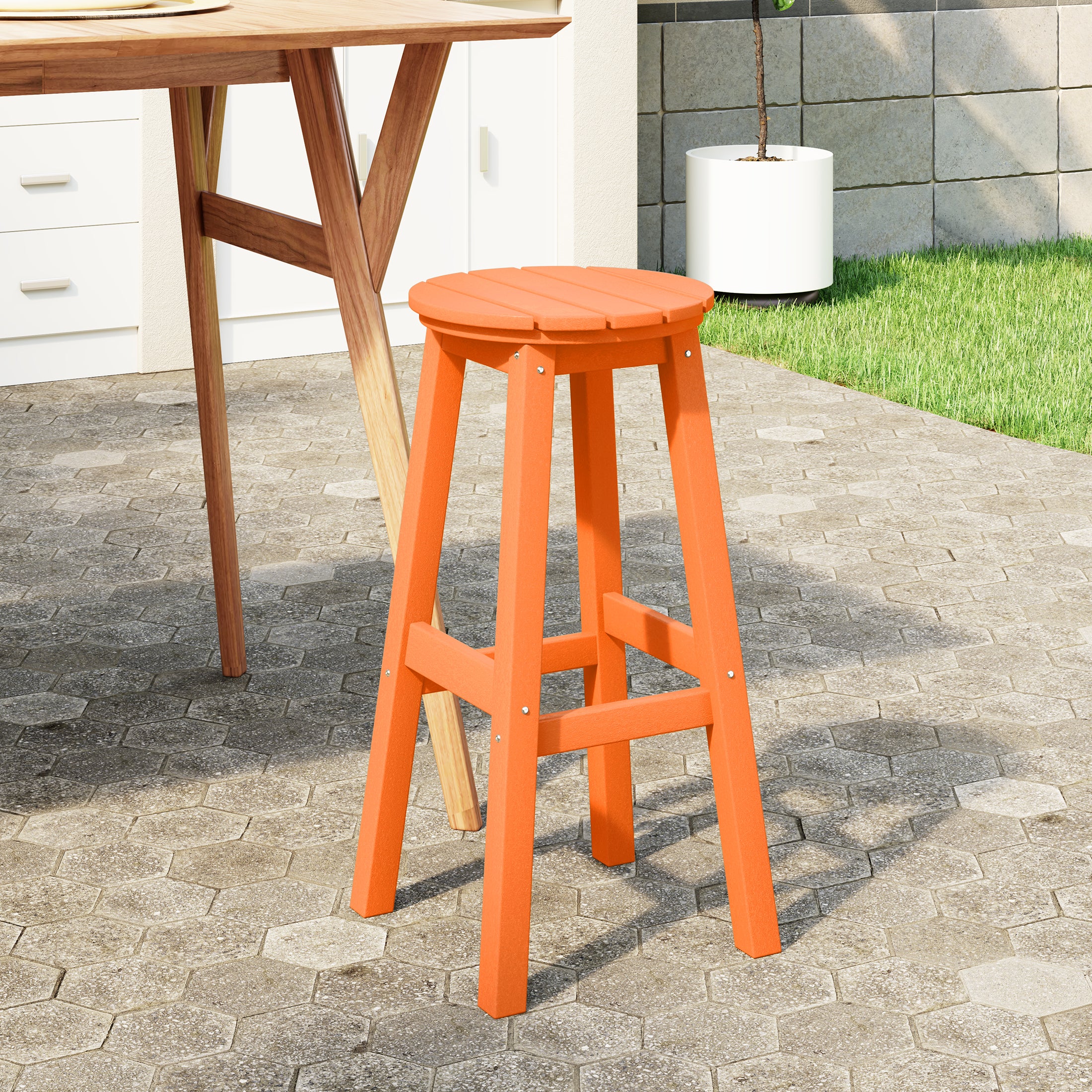 Paradise 29" HDPE Outdoor Patio Round Bar Stool
