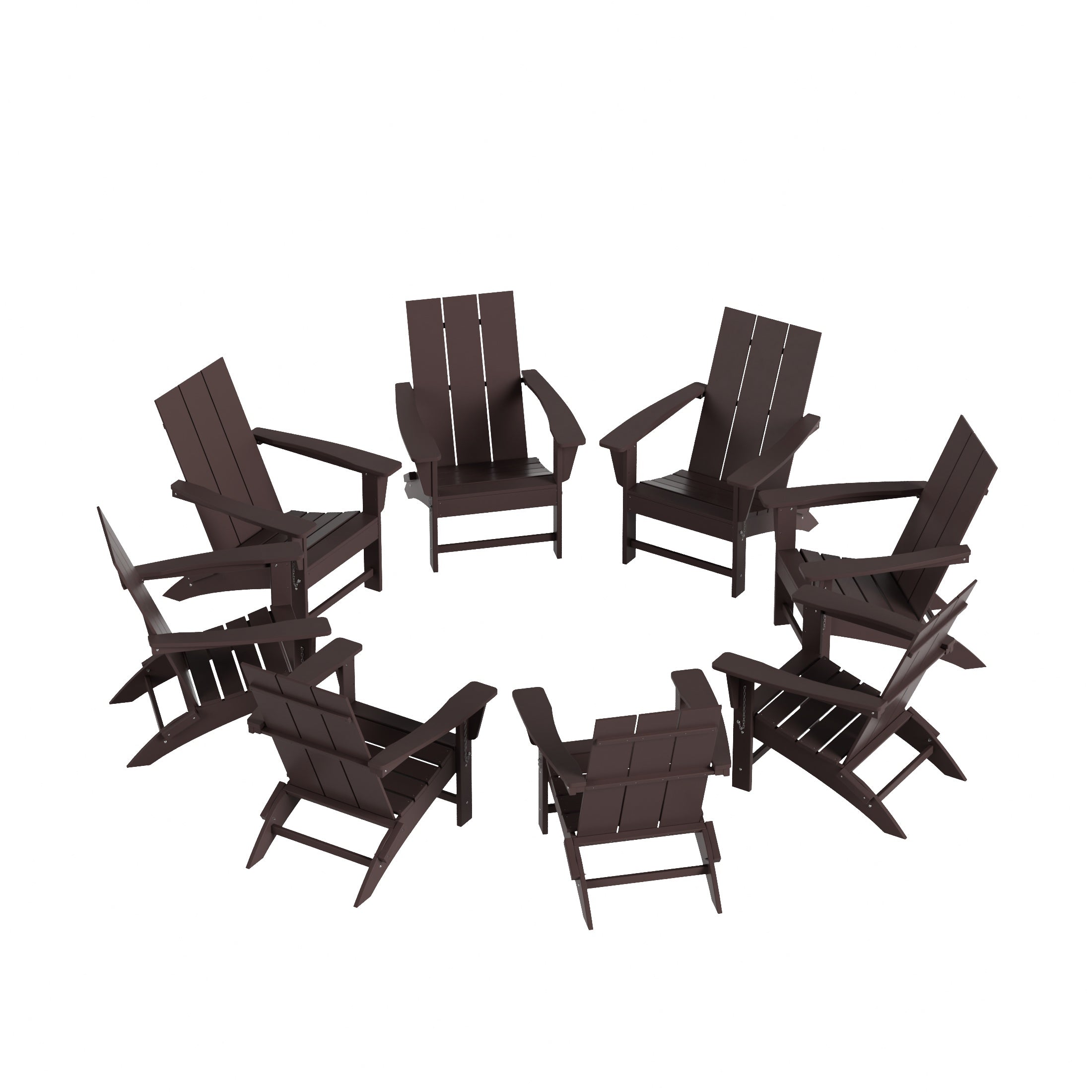 Palms 8-Piece Modern Poly Folding Adirondack Chair Set