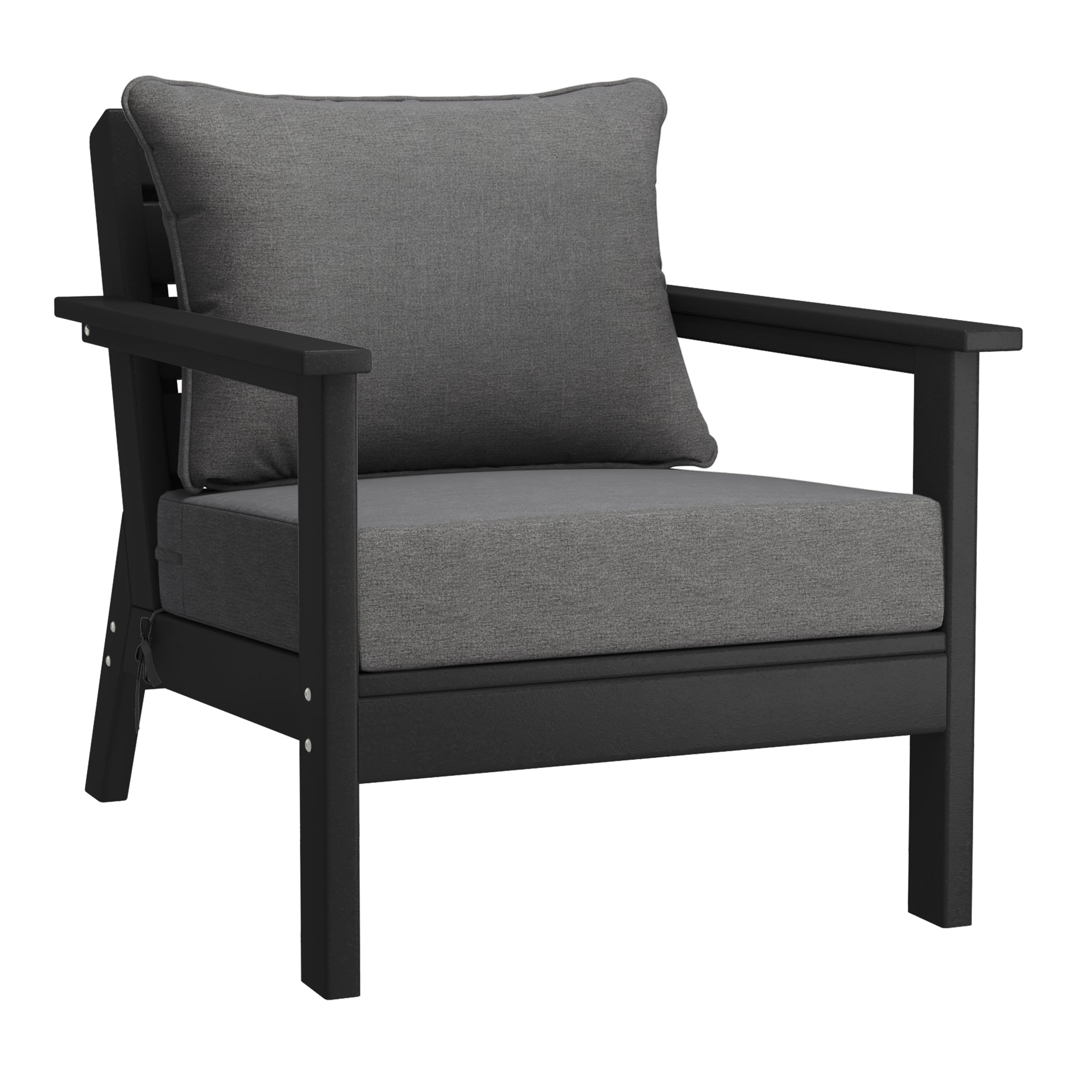 Portsmouth Outdoor Modern HDPE Patio Club Chairs with Deep Seat Cushions (Set of 2)