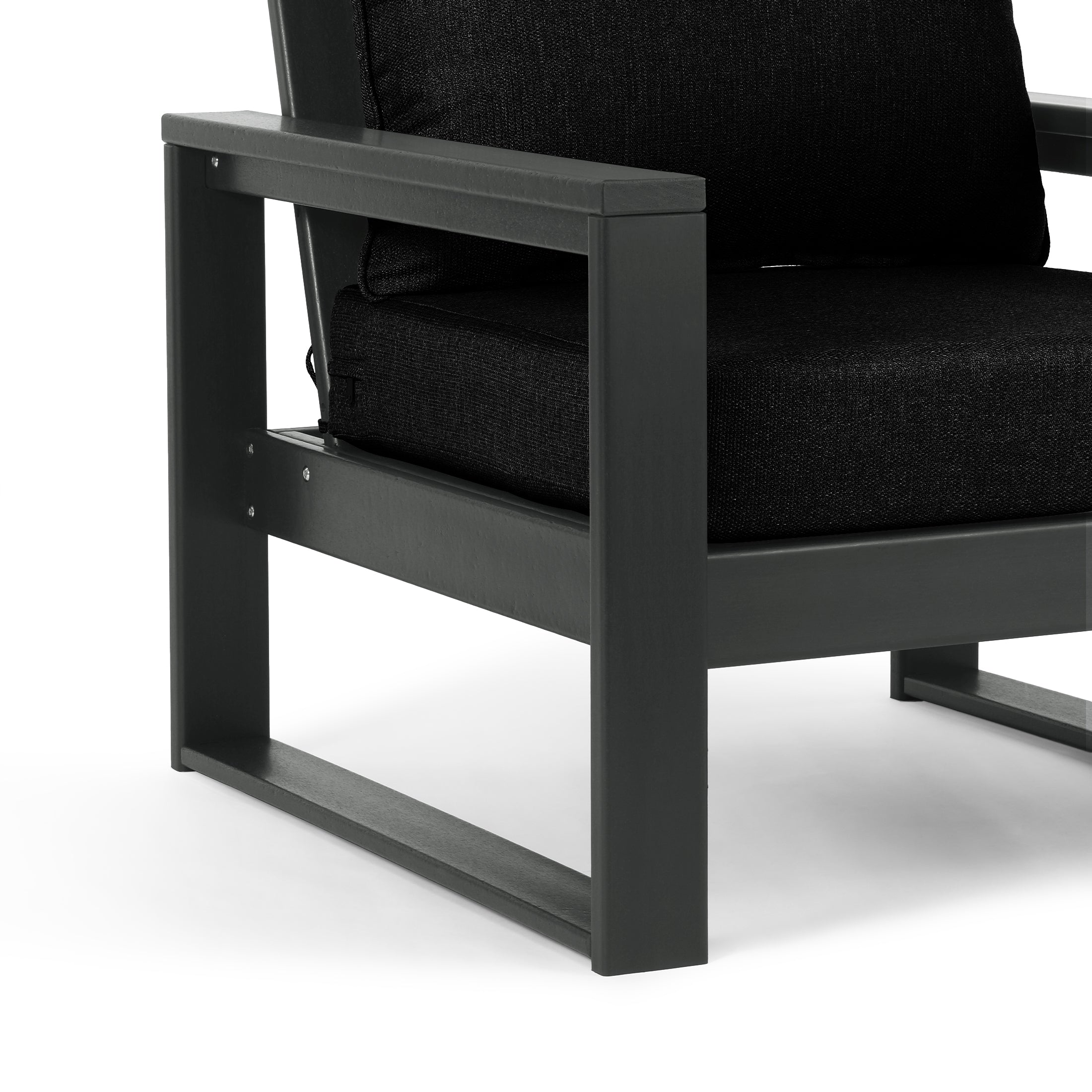 Rockaway Outdoor Modern HDPE Patio Club Chair with Waterproof Deep Seat Cushions (Set of 2)