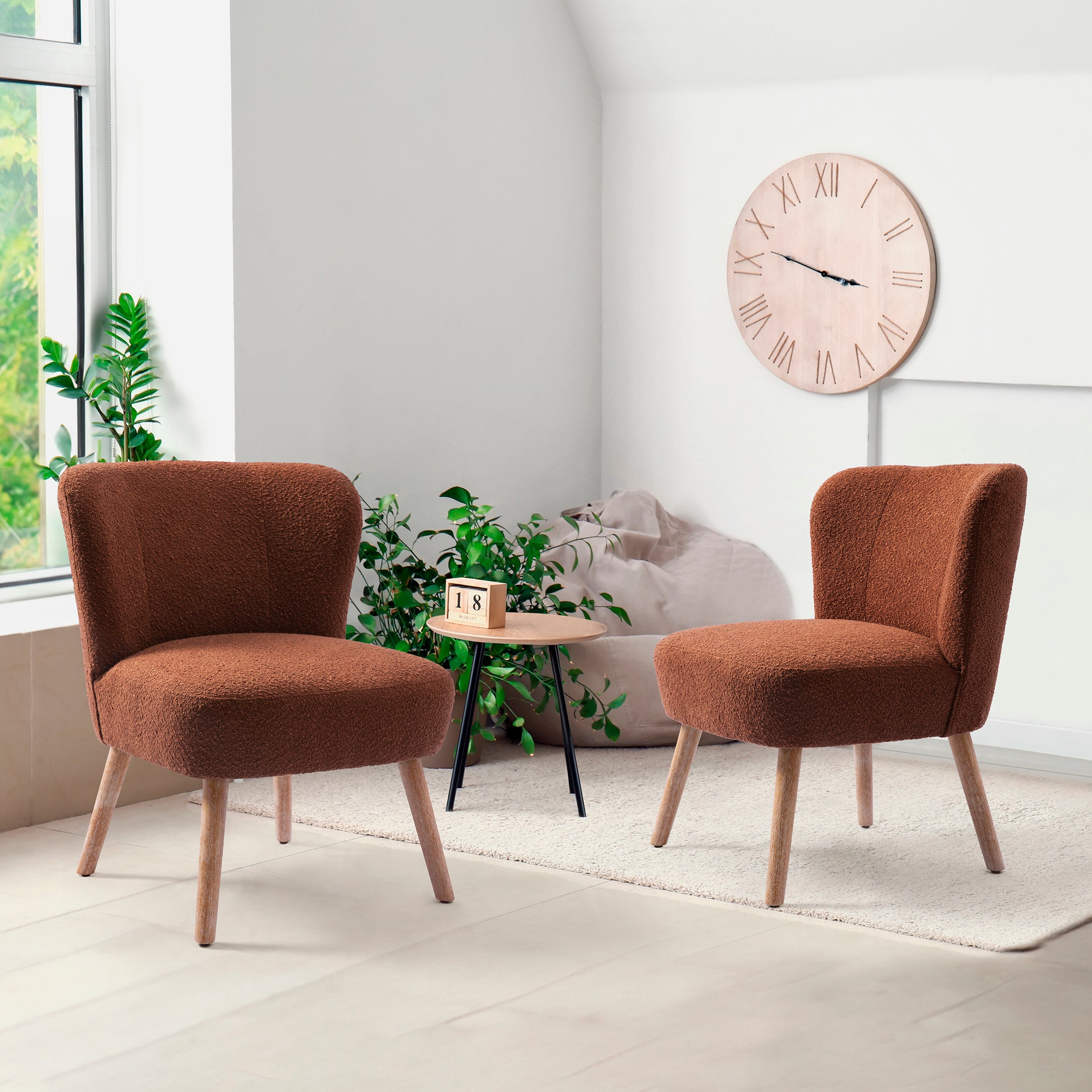 Amélie 25" Wide Upholstered Boucle Accent Chairs Set of Two