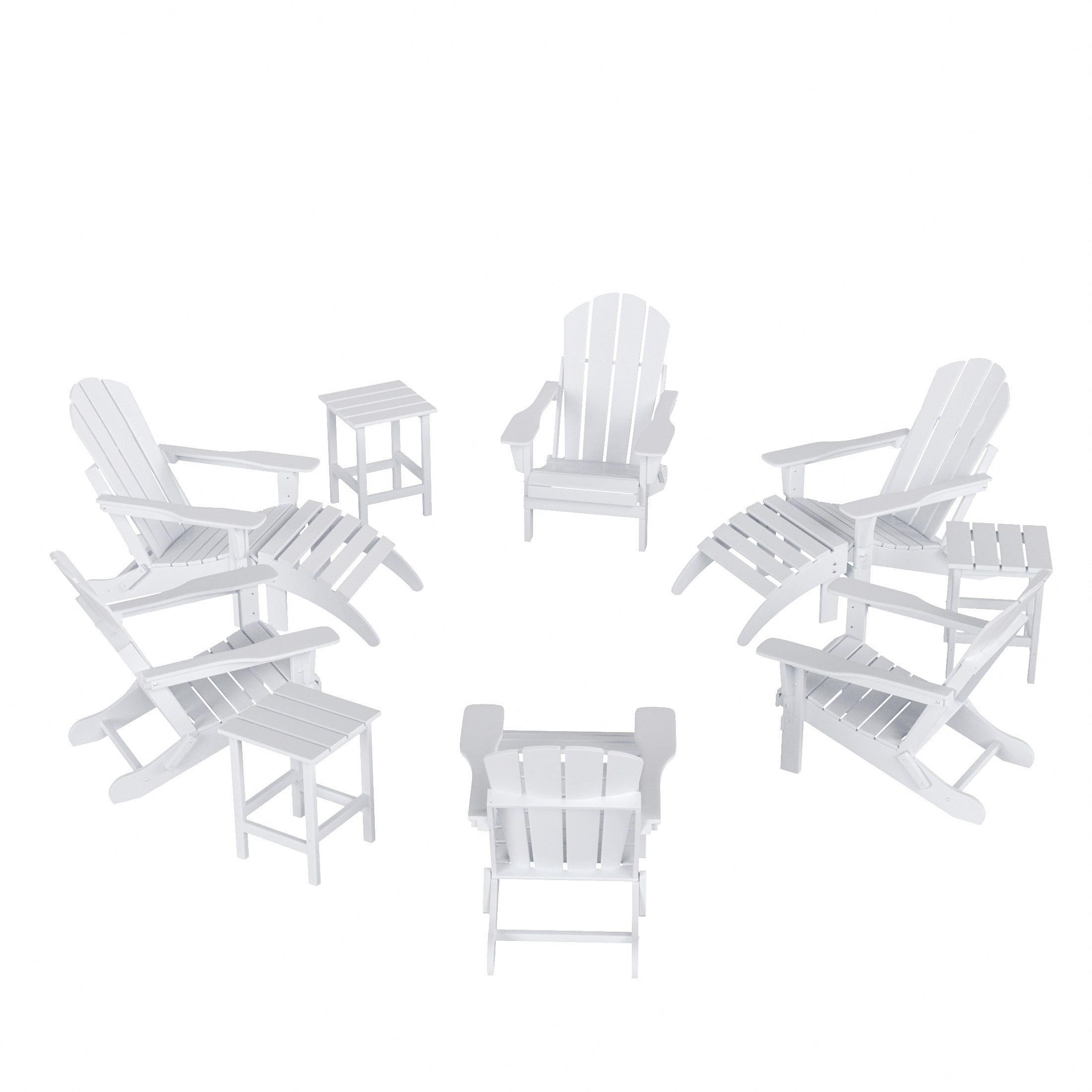 Paradise 12-Piece Outdoor Folding Poly Adirondack Chair With Ottoman And Side Table