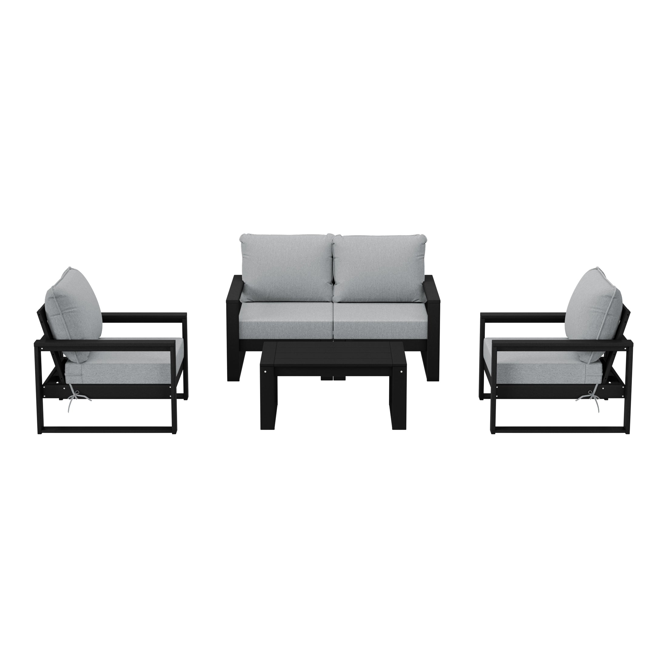 Rockaway 5-Piece Modern HDPE Outdoor Patio Furniture Sofa Conversation Set with Coffee Table