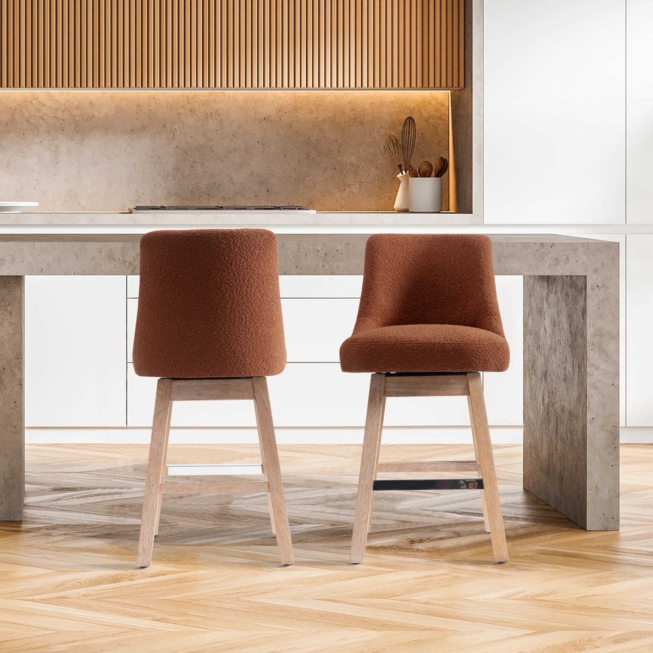 Amélie 26" Upholstered Swivel Counter Height Bar Stools (Set of 2)