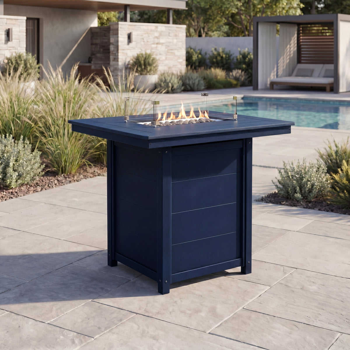 Sol 46" Modern Outdoor Patio Gas Propane Rectangle Fire Pit Table