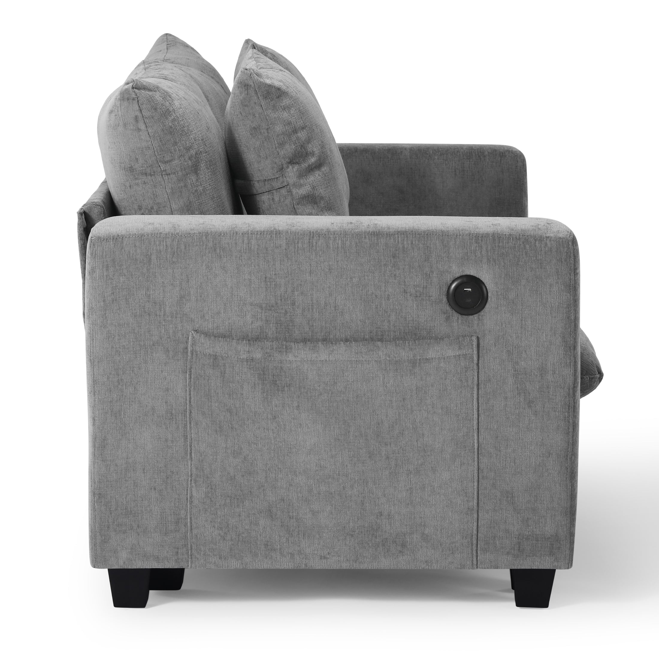 Springfield 70" Modular Chenille Loveseat Sofa With USB/Type-C Ports and Side Pockets