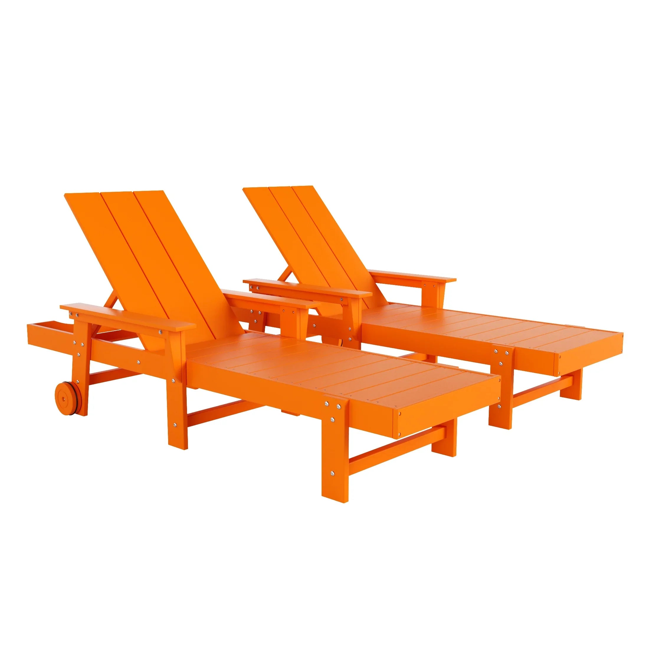 Palms 2 Piece Reclining Chaise Lounge With Arms & Wheels