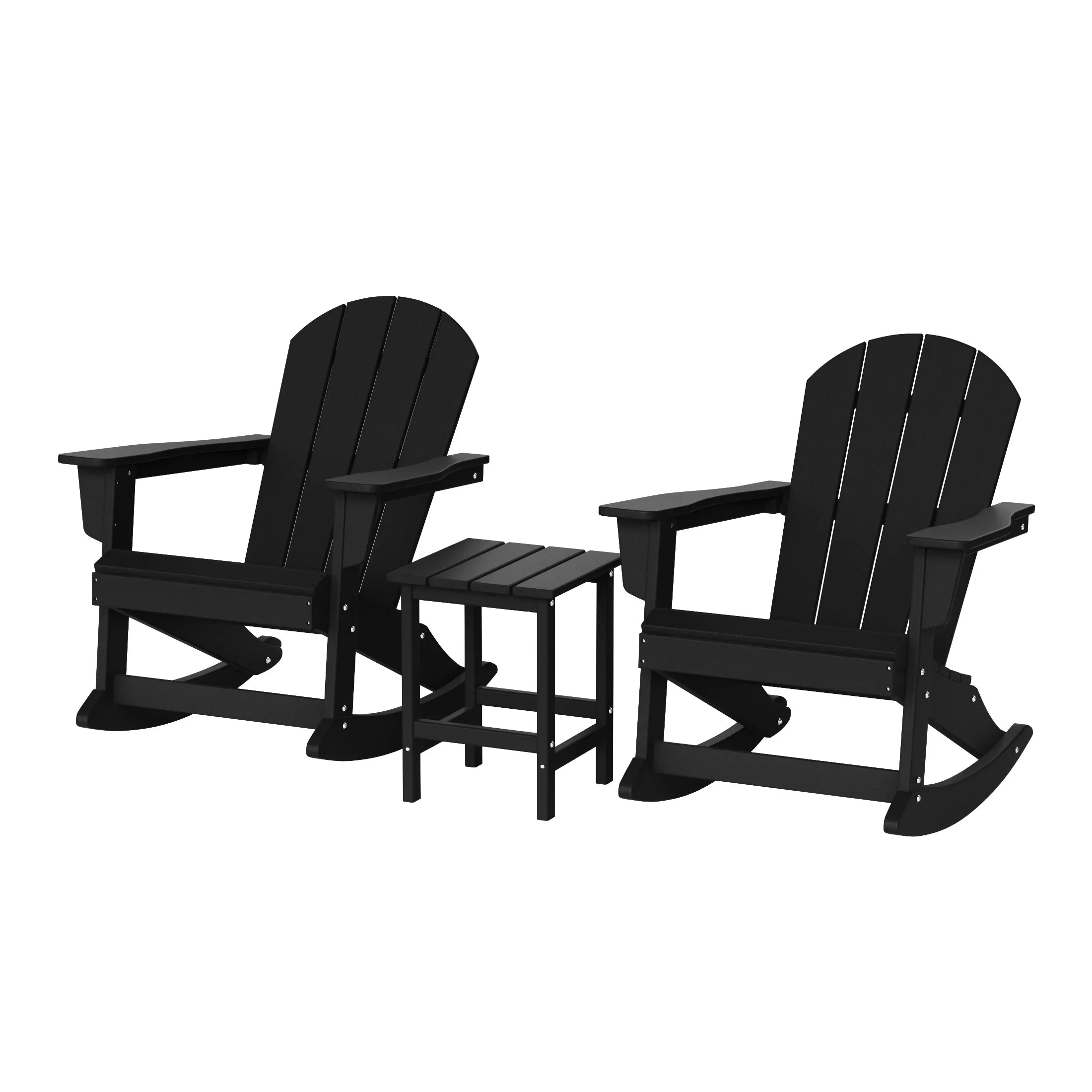 Paradise 3-Piece set Outdoor / Patio Poly Adirondack rocking chairs with a side table ( 2 seater )