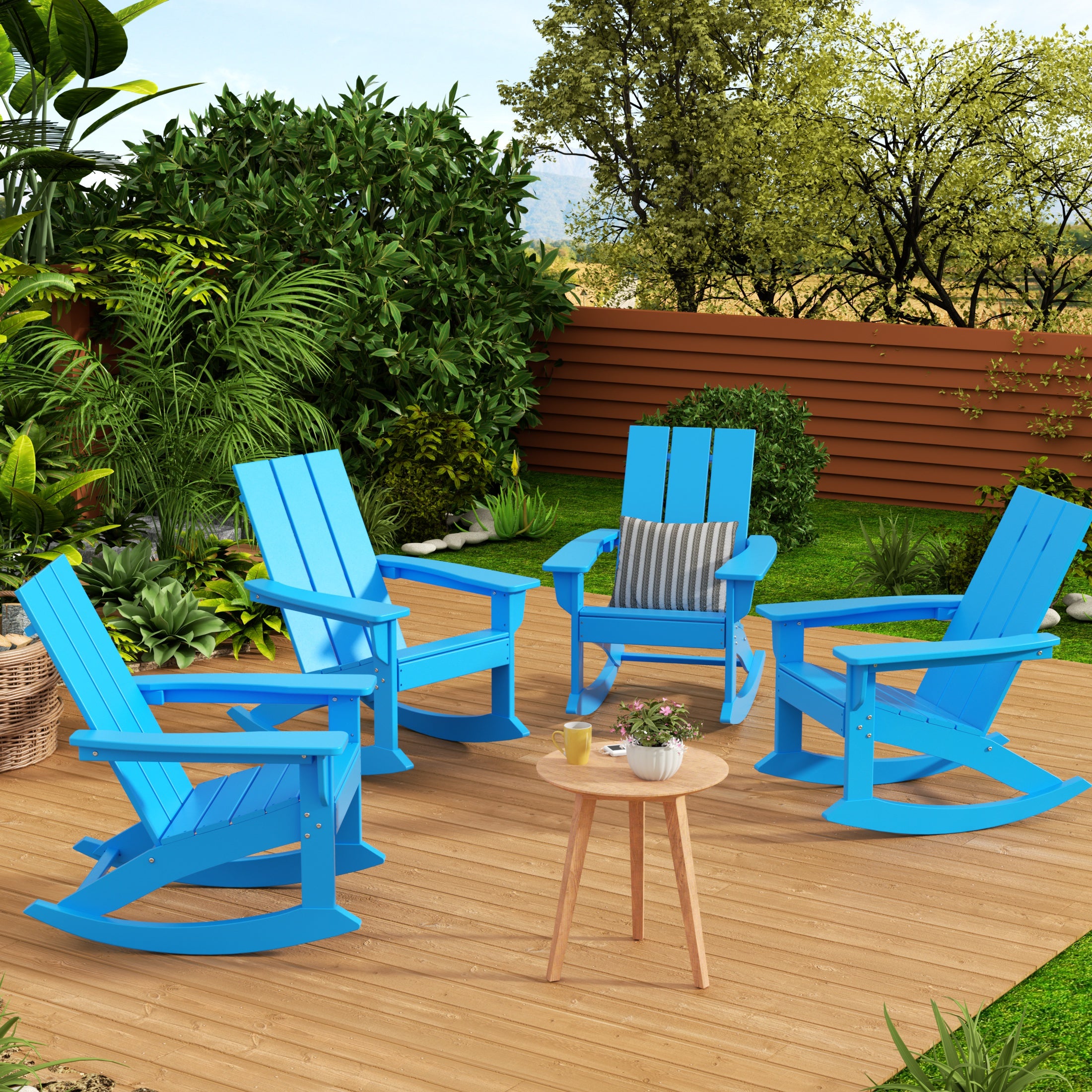 Palms Outdoor Patio Modern Adirondack Rocking Chair (Set of 4)