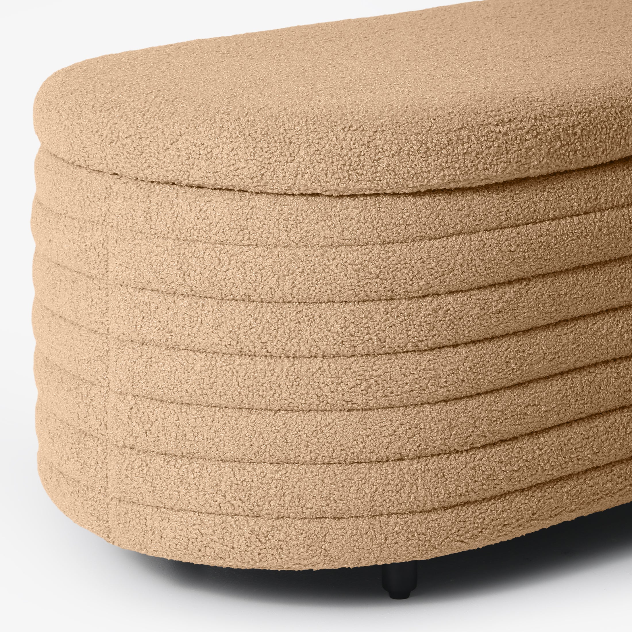 Celine 42" Wide Mid-Century Modern Upholstered Teddy Sherpa Tufted Oval Storage Ottoman Bench
