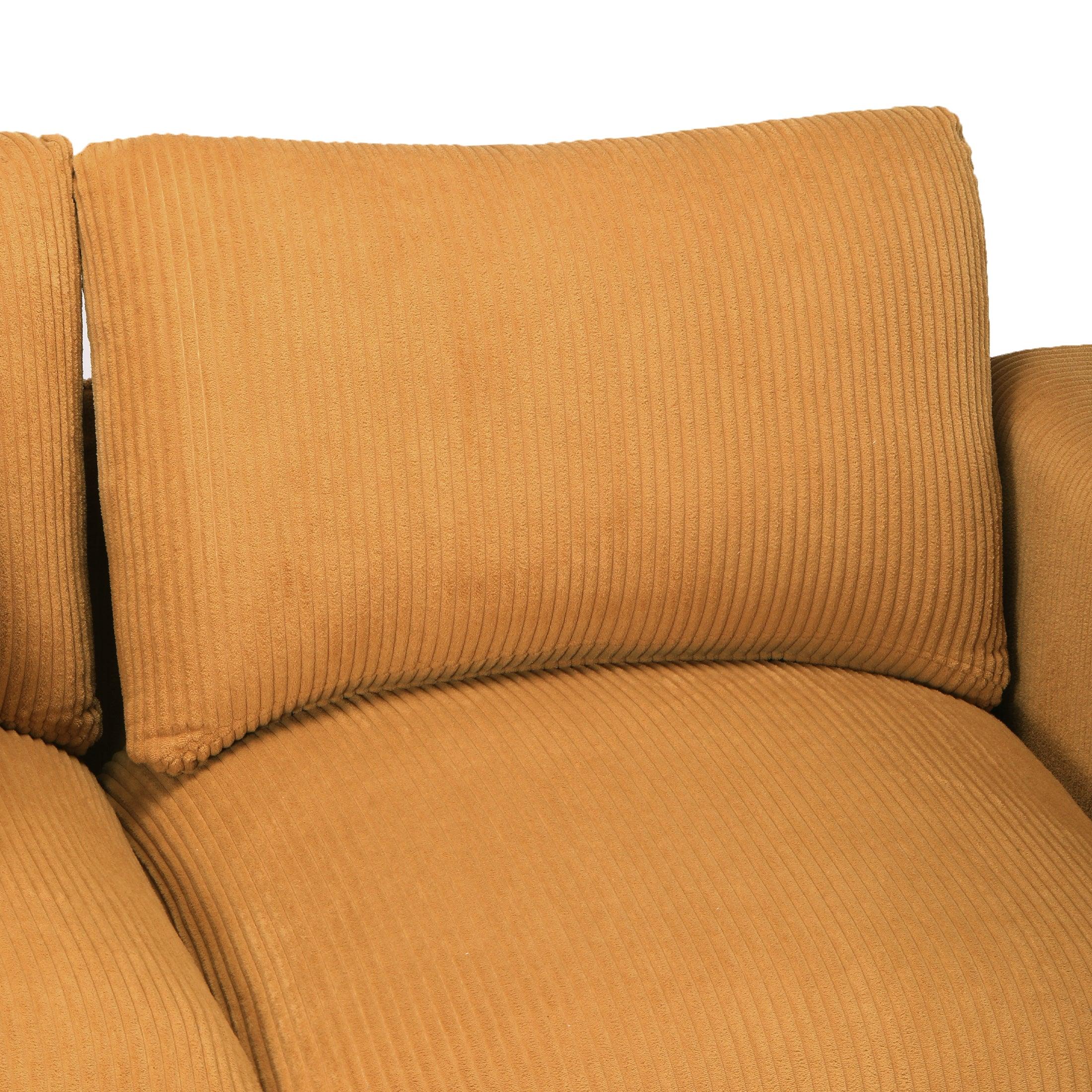 Ava 99" Modular Corduroy L-Shaped Sectional Sofa and Chaise With USB/Type-C Ports and Side Pockets