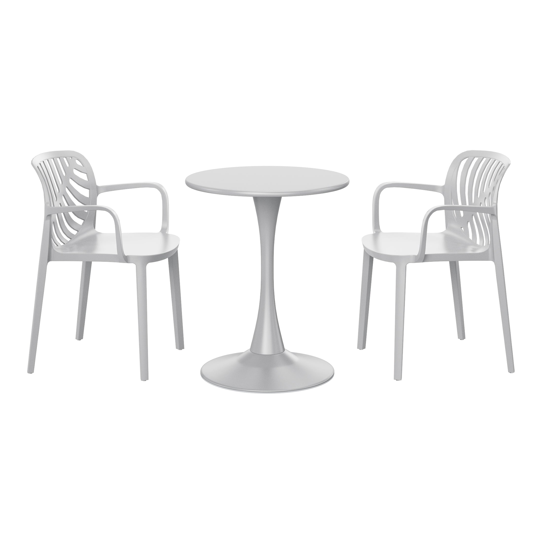Sunshine 3-Piece Outdoor Indoor Metal Patio Dining Table Set With Stackable Patio Chairs