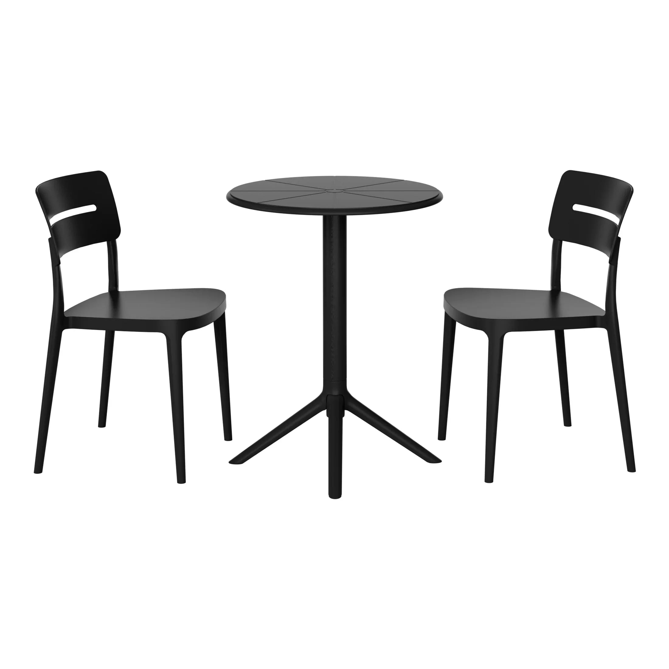 Sunshine 3-Piece Outdoor Resin Patio Bistro Set with Stackable Patio Dining Chairs