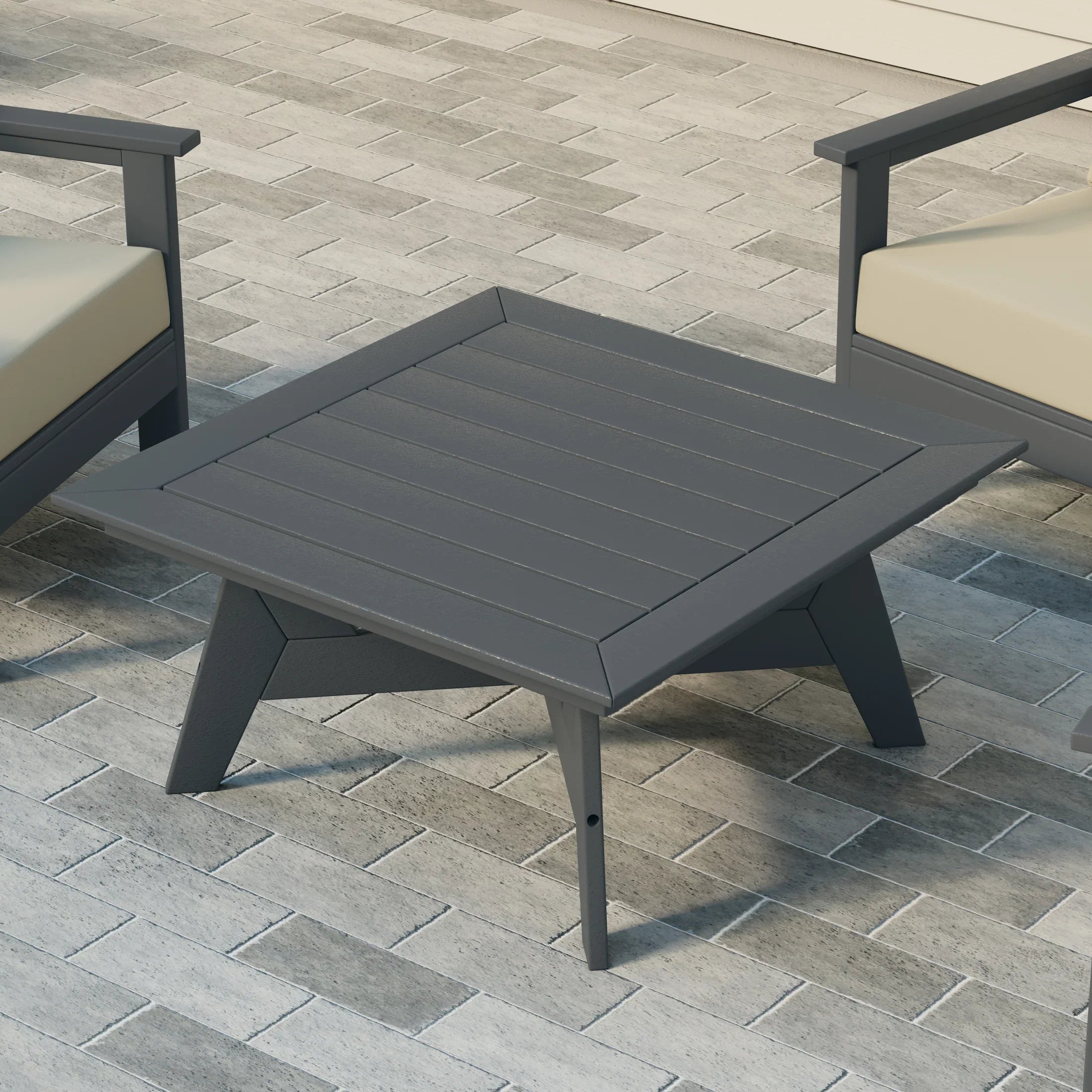 Portsmouth Modern Low Outdoor Patio Square HDPE Coffee Table