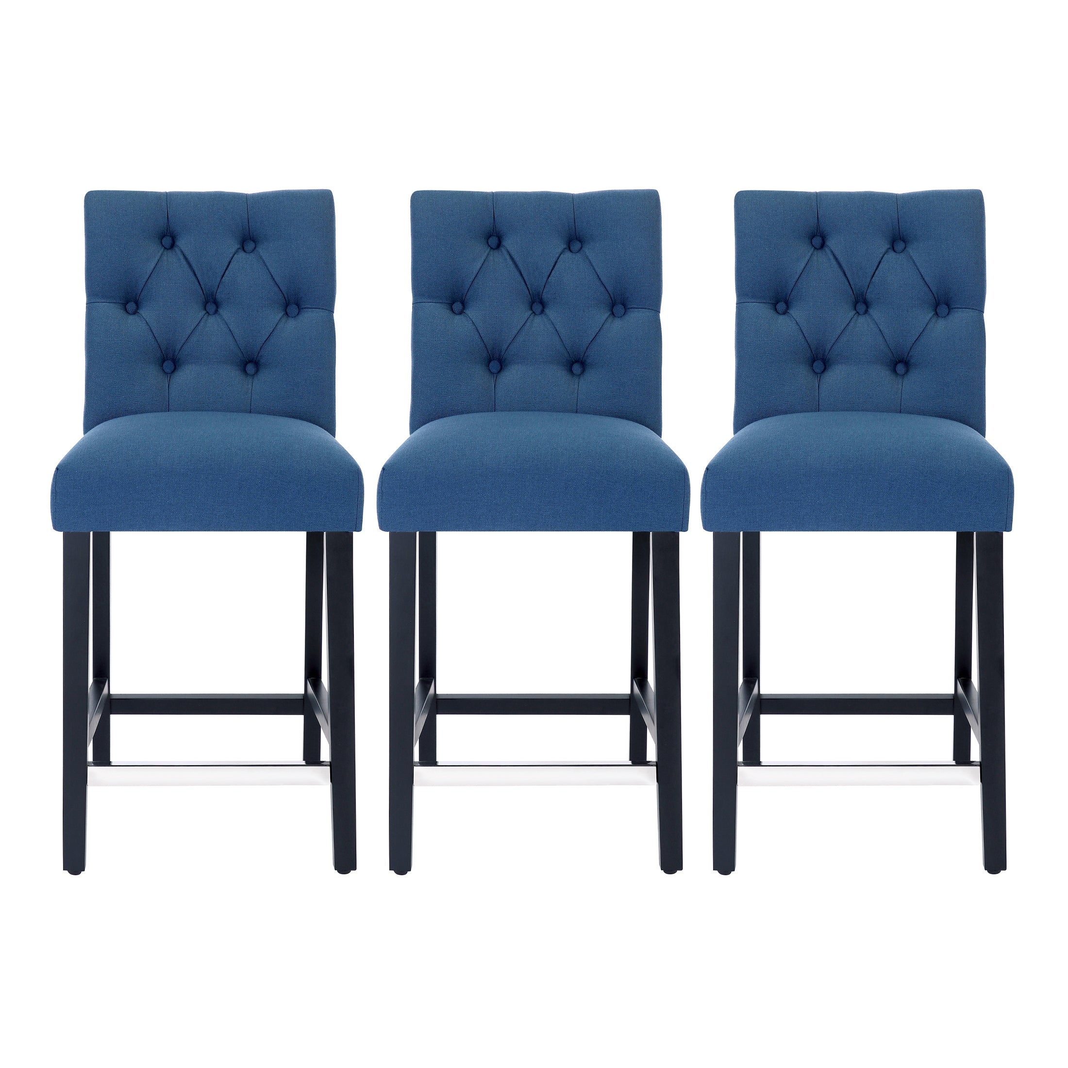 Bellmount 24" Upholstered Wood Counter Stool with Tufted Back (Set of 3)