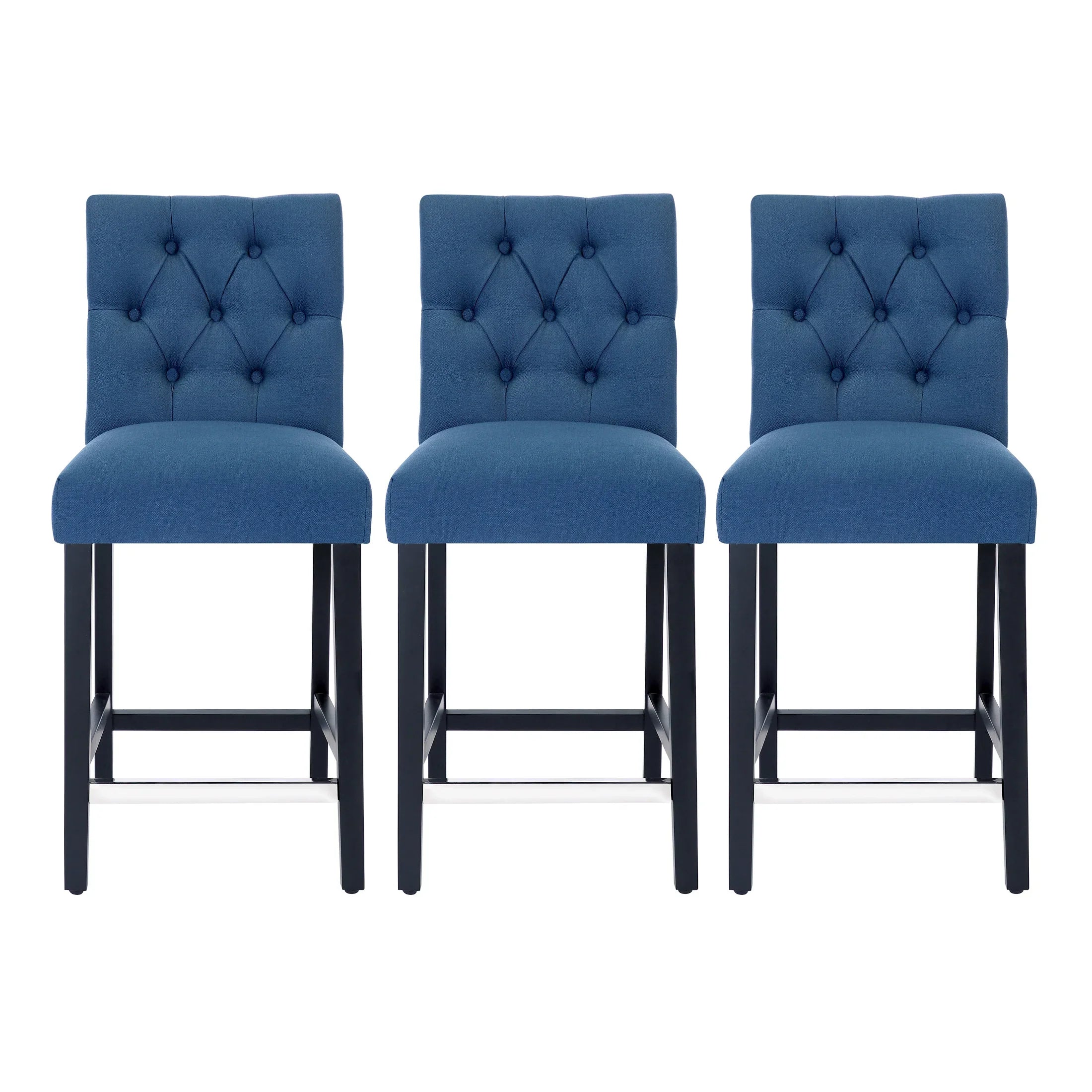 Bellmount 24" Upholstered Wood Counter Stool with Tufted Back (Set of 3)
