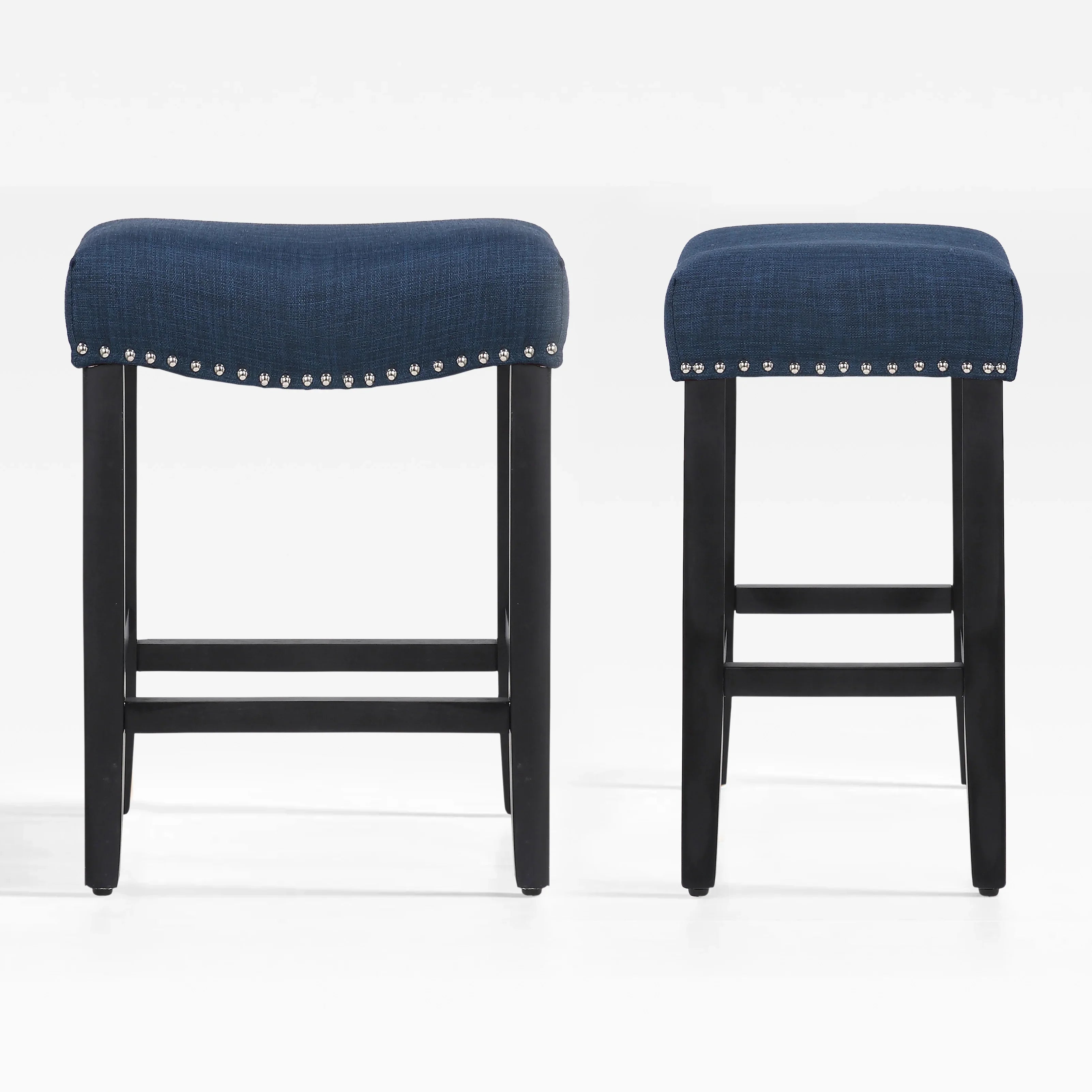 Bulmon 24" upholstered nail head bar counter stools with Black color legs (2 piece set)