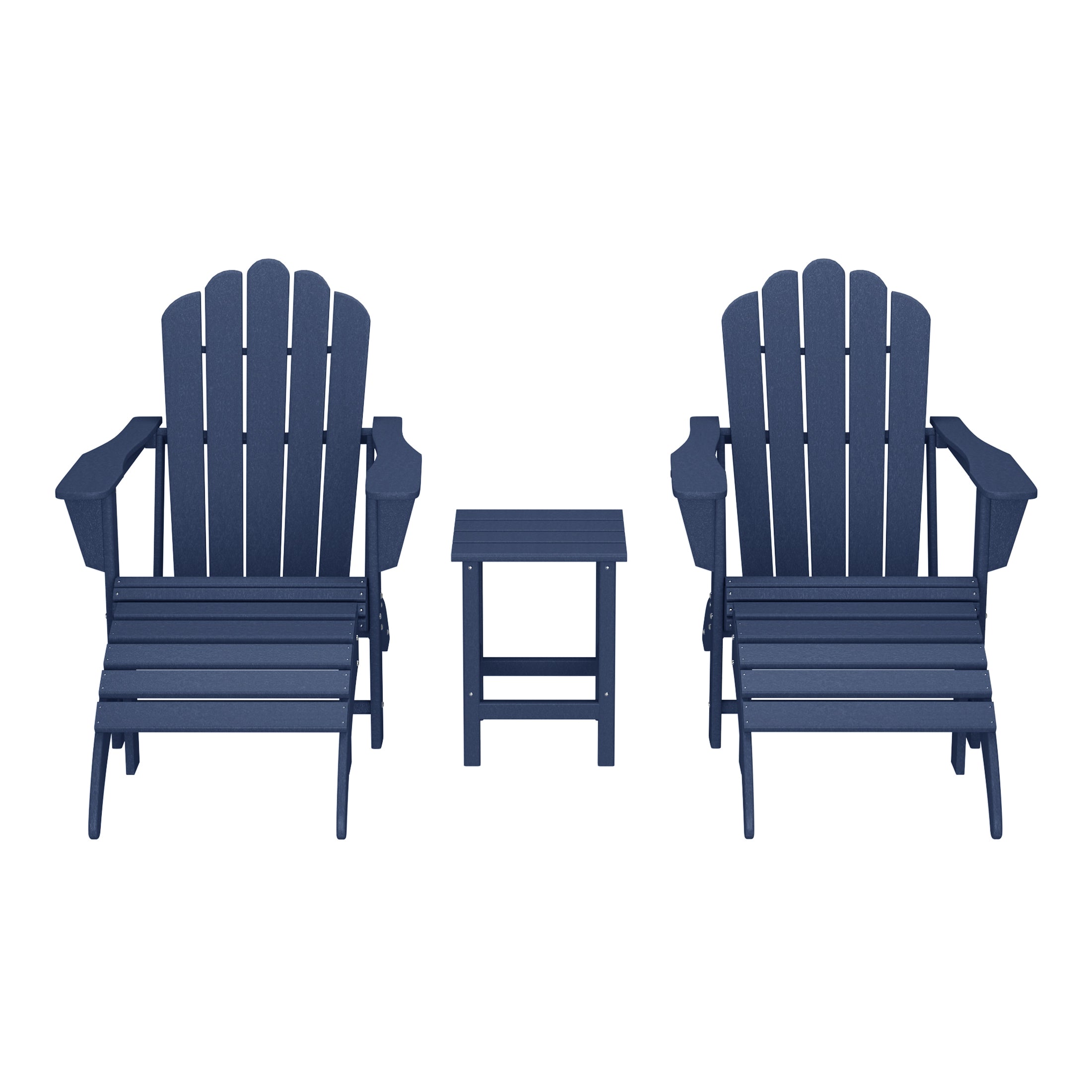 Lakeview 5-Piece Adirondack Chair with Folding Ottoman and Table Set