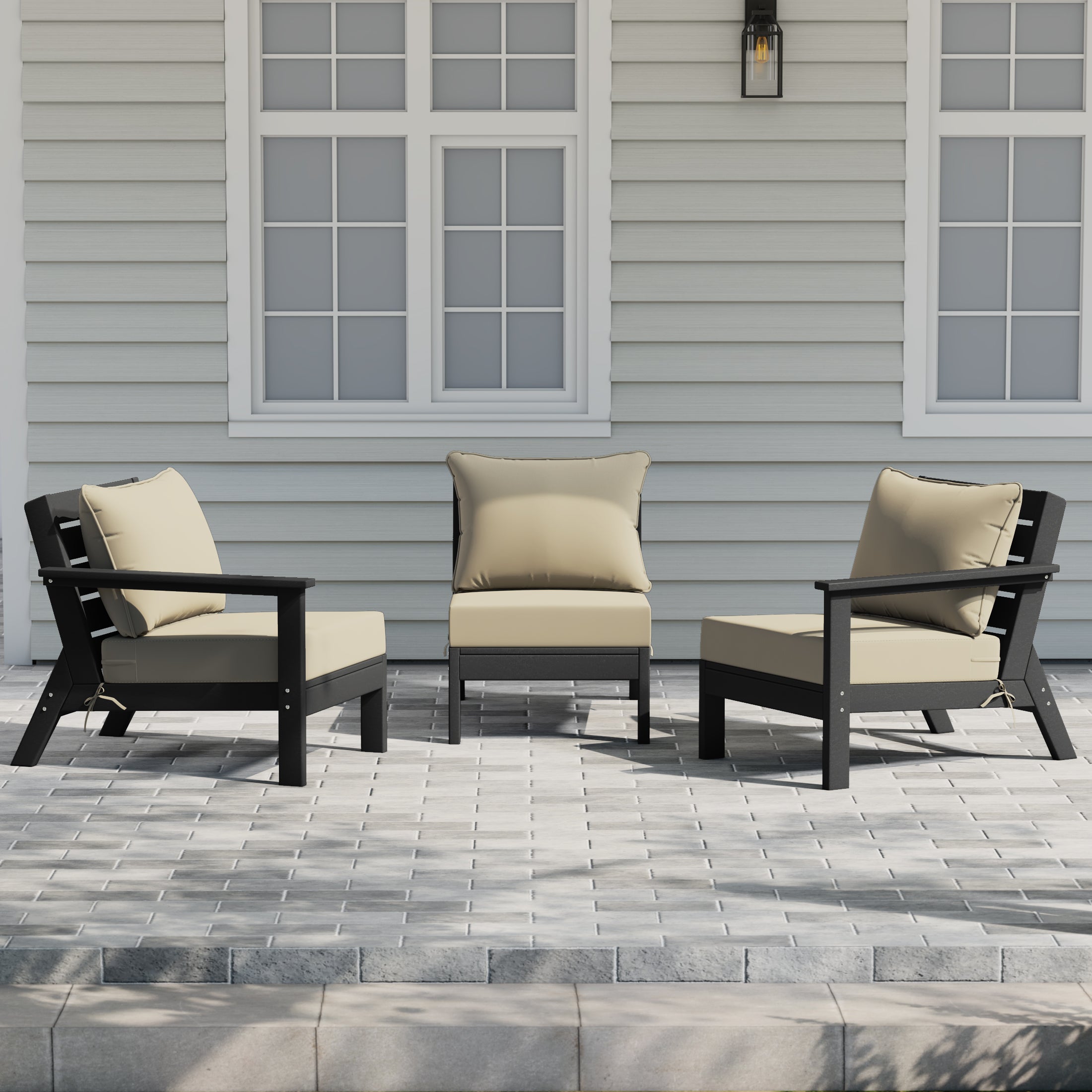 Portsmouth Outdoor Patio HDPE Sectional Sofa with Patio Cushions