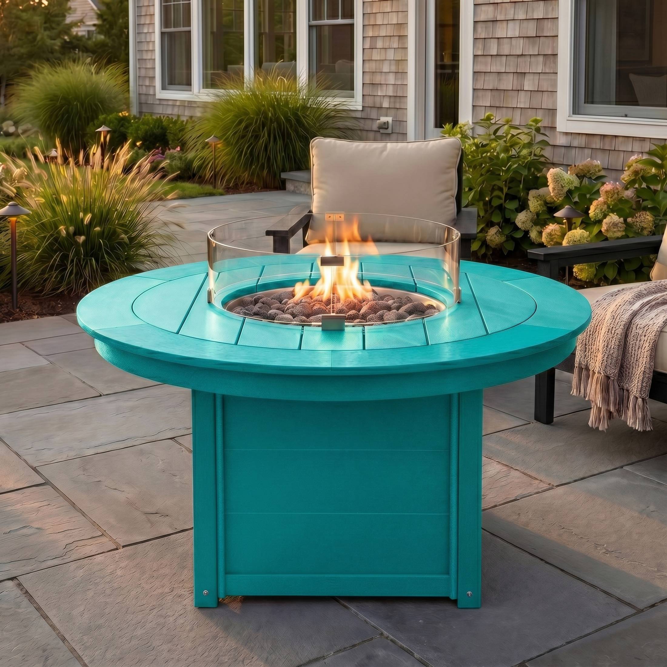 Sol 47" Modern Outdoor 55,000 BTU Patio Propane Round Fire Pit Table