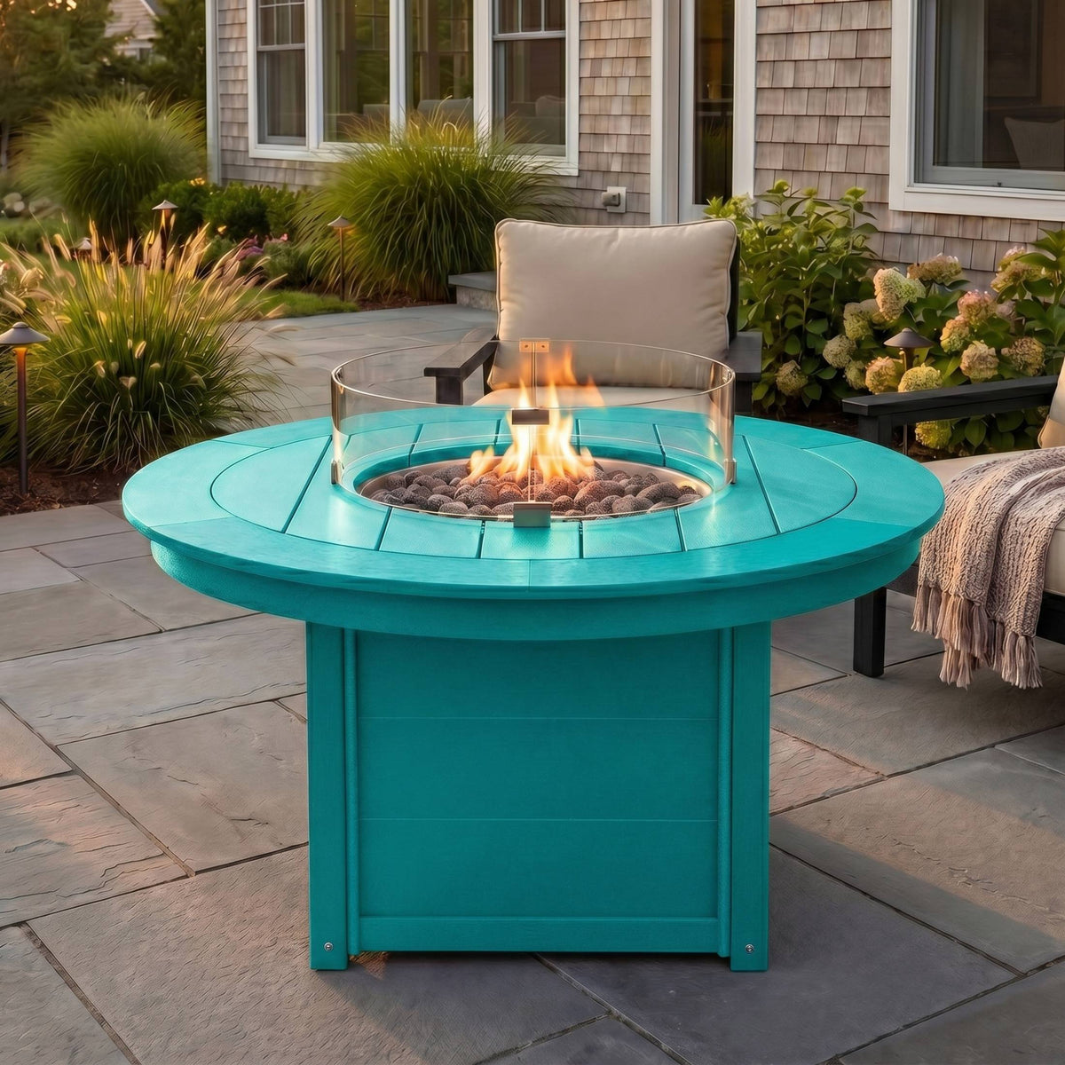 Sol 47" Modern Outdoor 55,000 BTU Patio Propane Round Fire Pit Table