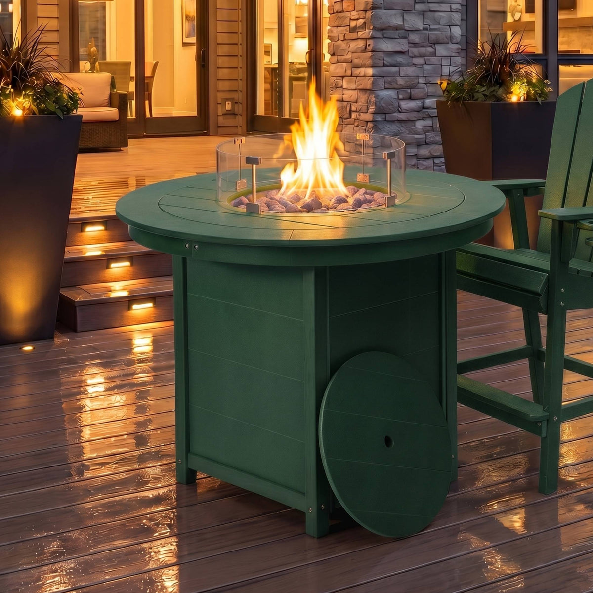 Sol 47" Modern Outdoor Patio Propane Round Counter Height Fire Pit Table