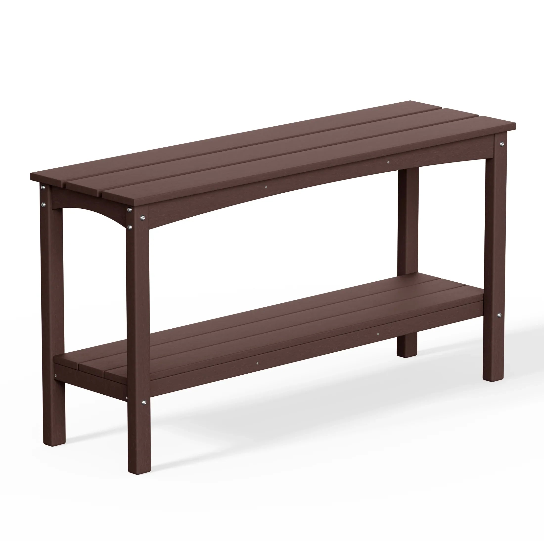 Paradise 55" Outdoor Patio HDPE Adirondack 2-Tier Shelf Console Table