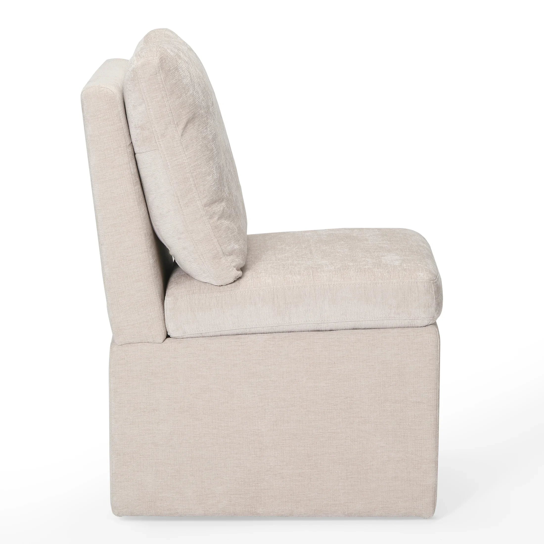 Danburry Modern Upholstered Chenille Armless Dining Chairs With Casters (Set of 4)