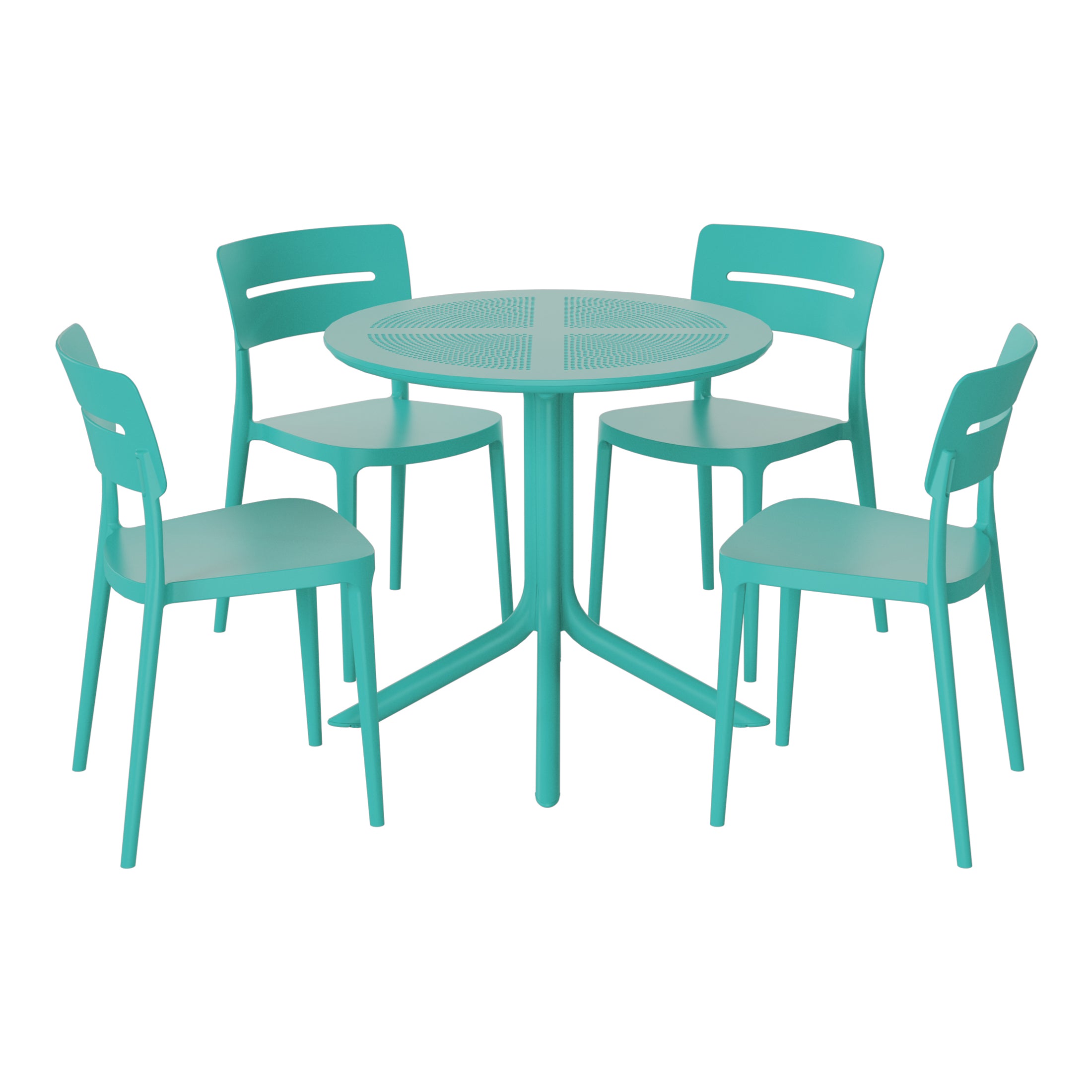 Sunshine Modern 5-Piece Resin Round Patio Dining Table Set with Stackable Patio Dining Chairs