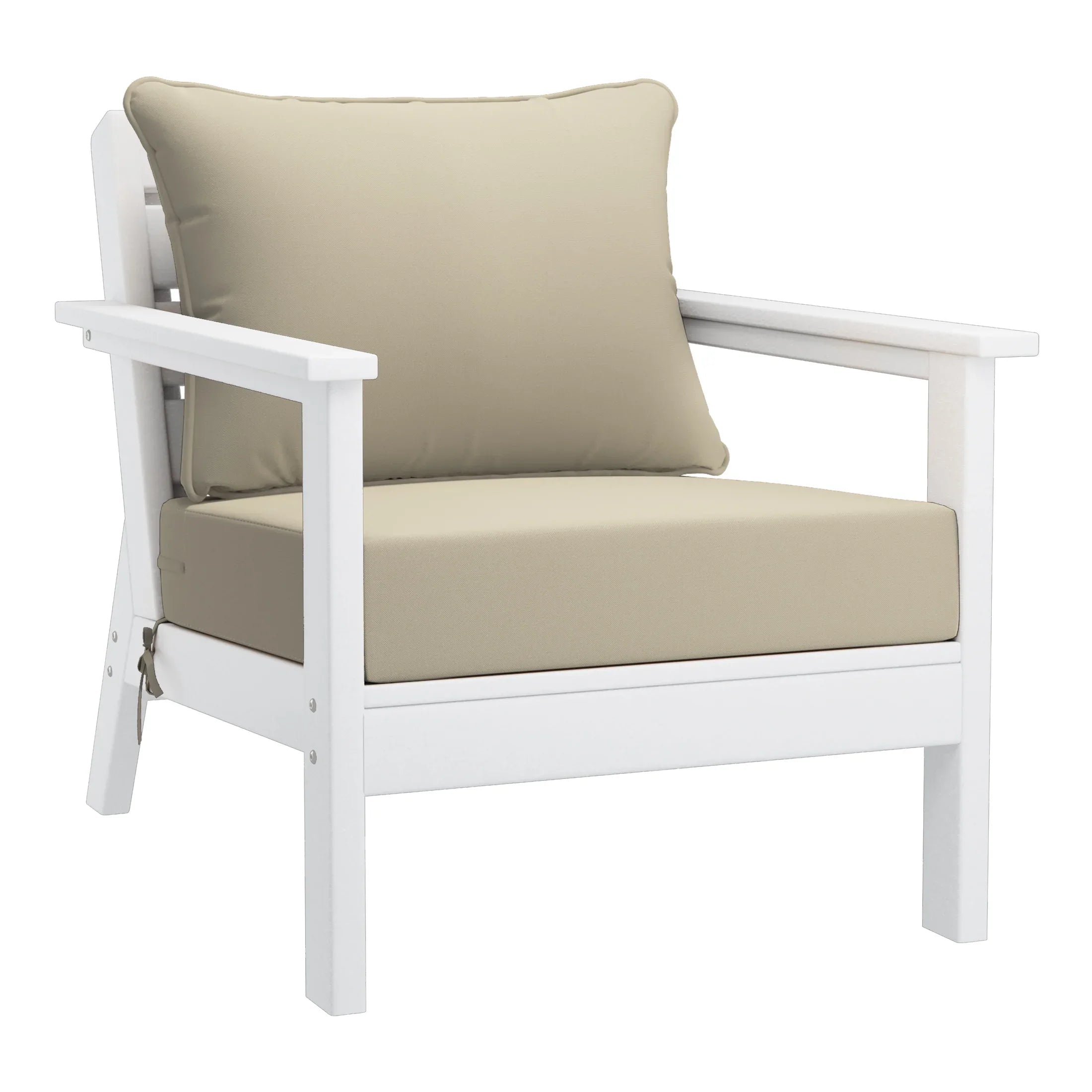 Portsmouth Outdoor Modern HDPE Patio Club Chairs with Deep Seat Cushions (Set of 2)