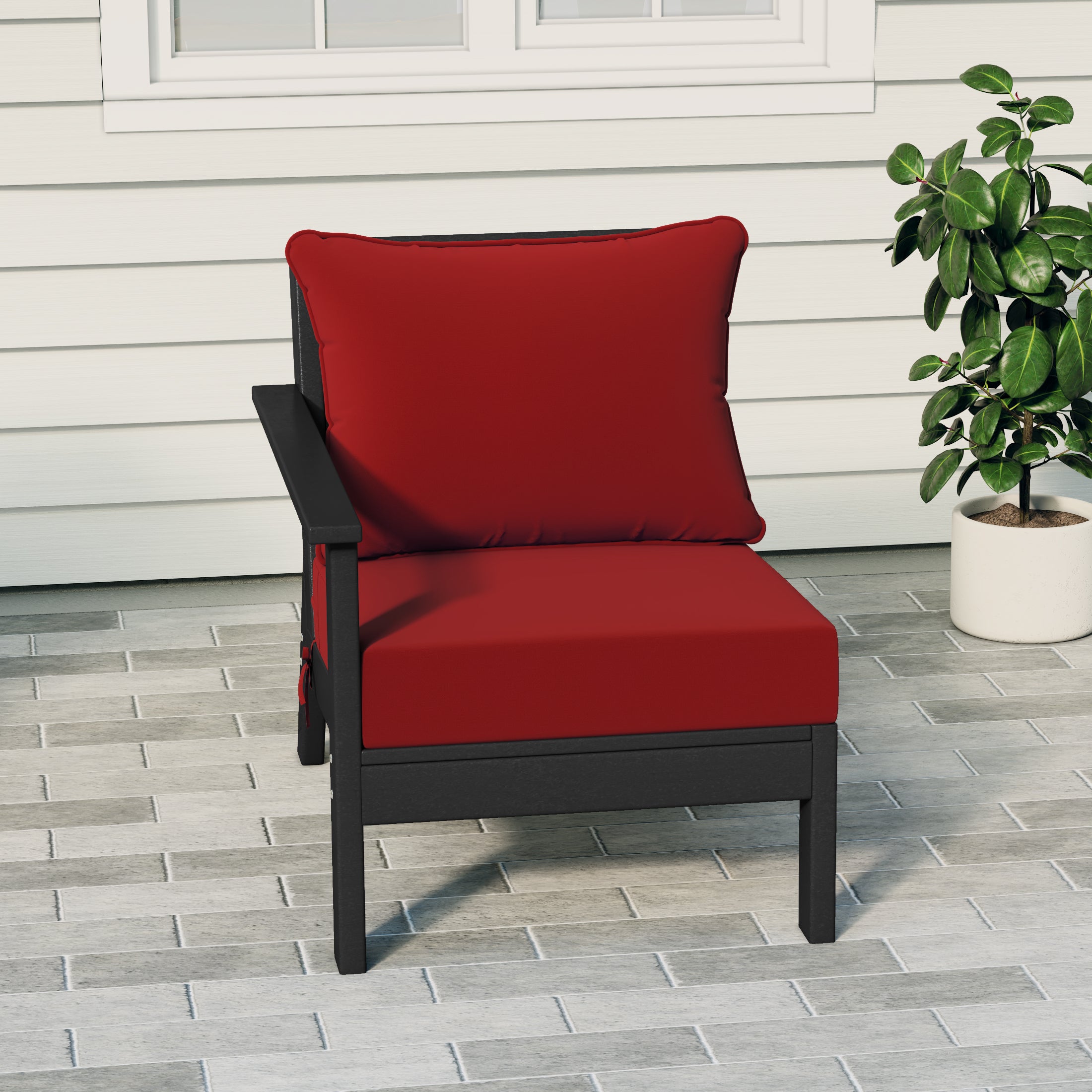 Portsmouth Outdoor Patio HDPE Left Arm Sectional Corner Club Chair with Patio Cushions