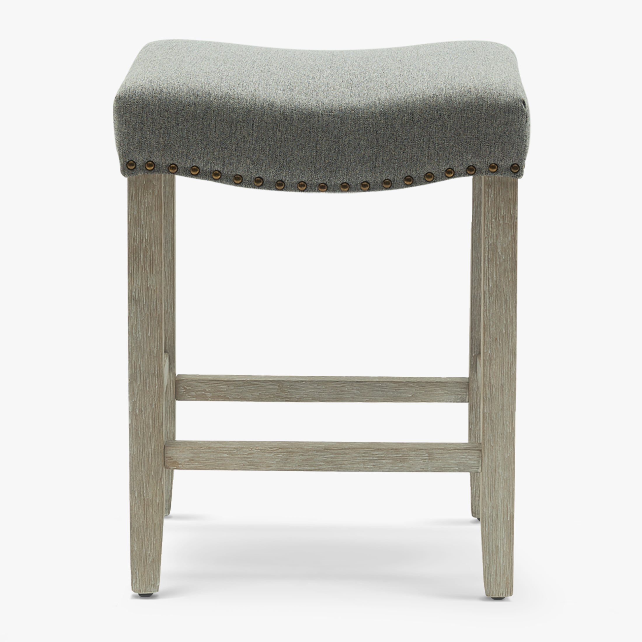 Bulmon 24" upholstered nail head bar counter stool with Antique Gray color legs